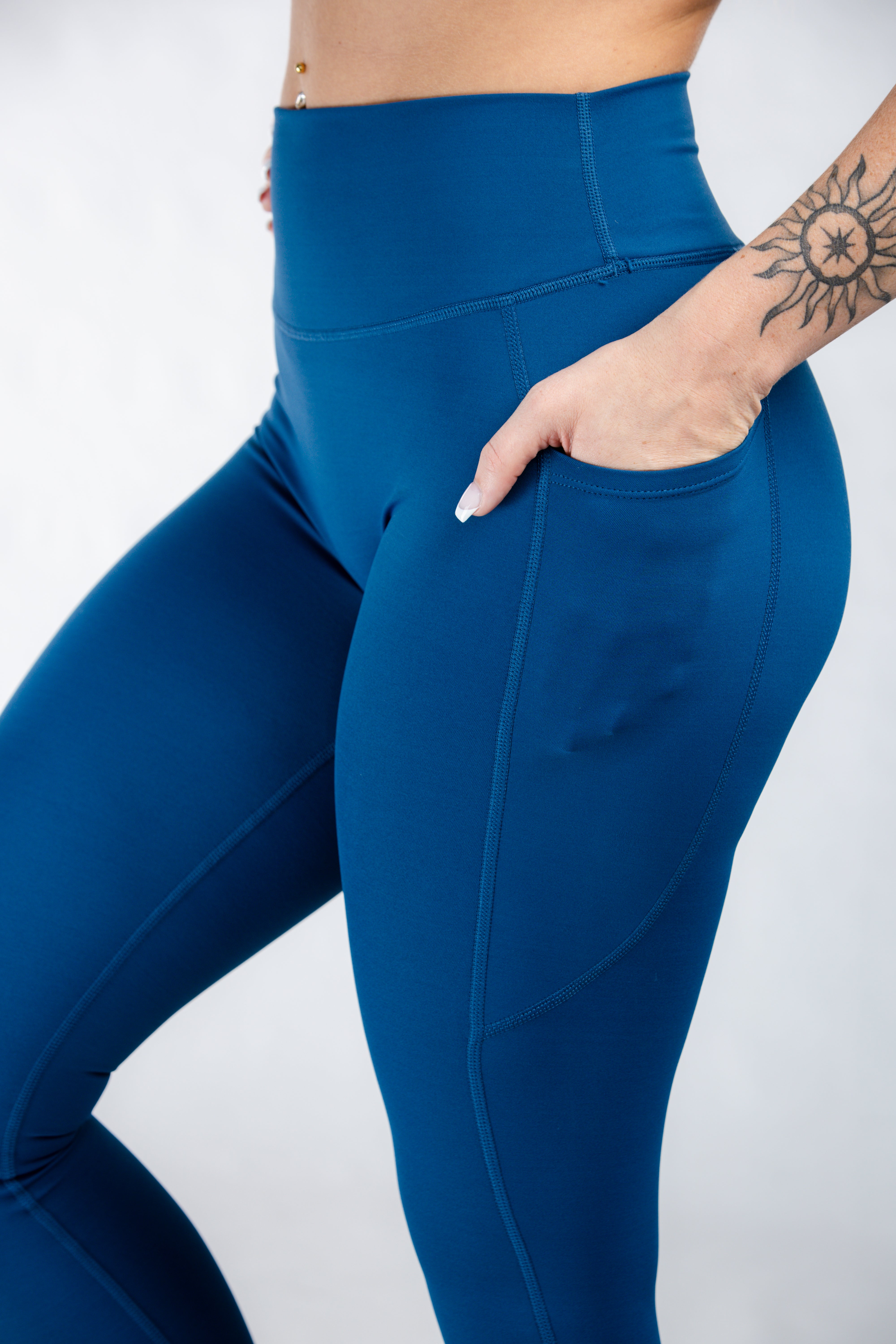 Empowered High Waist Yoga Leggings with Pockets for Women - Deep Blue | Workout, Running, Lounge & Everyday Wear