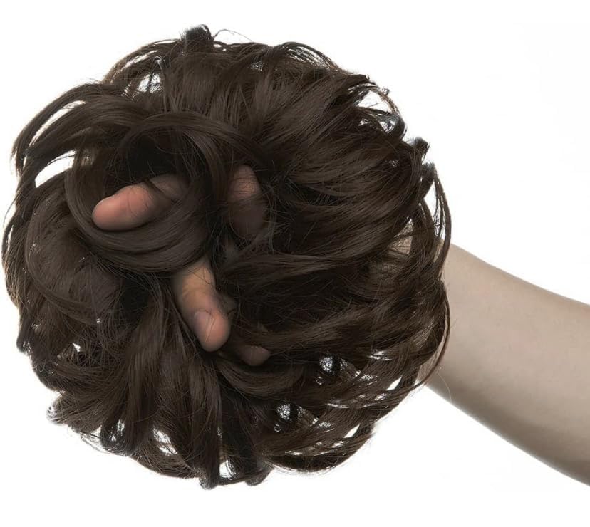 ZALYA 1PC Messy Bun Hair Extension - Synthetic Hairpiece with Elastic Band for Women & Girls (Brown) - Perfect for Parties, Weddings & Everyday Styling