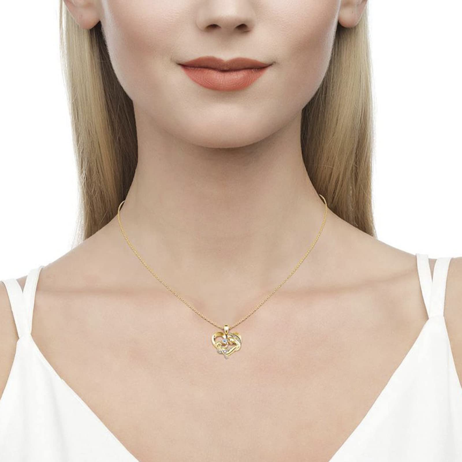 Jeulia Sterling Silver Love Heart Birthstone Necklace for Women - Personalized Pendant Jewelry Gift for Birthday, Mother's Day, Valentine's (Sister, Wife, Girlfriend) with Gift Box | Perfect for Anniversaries, Romantic Occasions & Everyday Wear