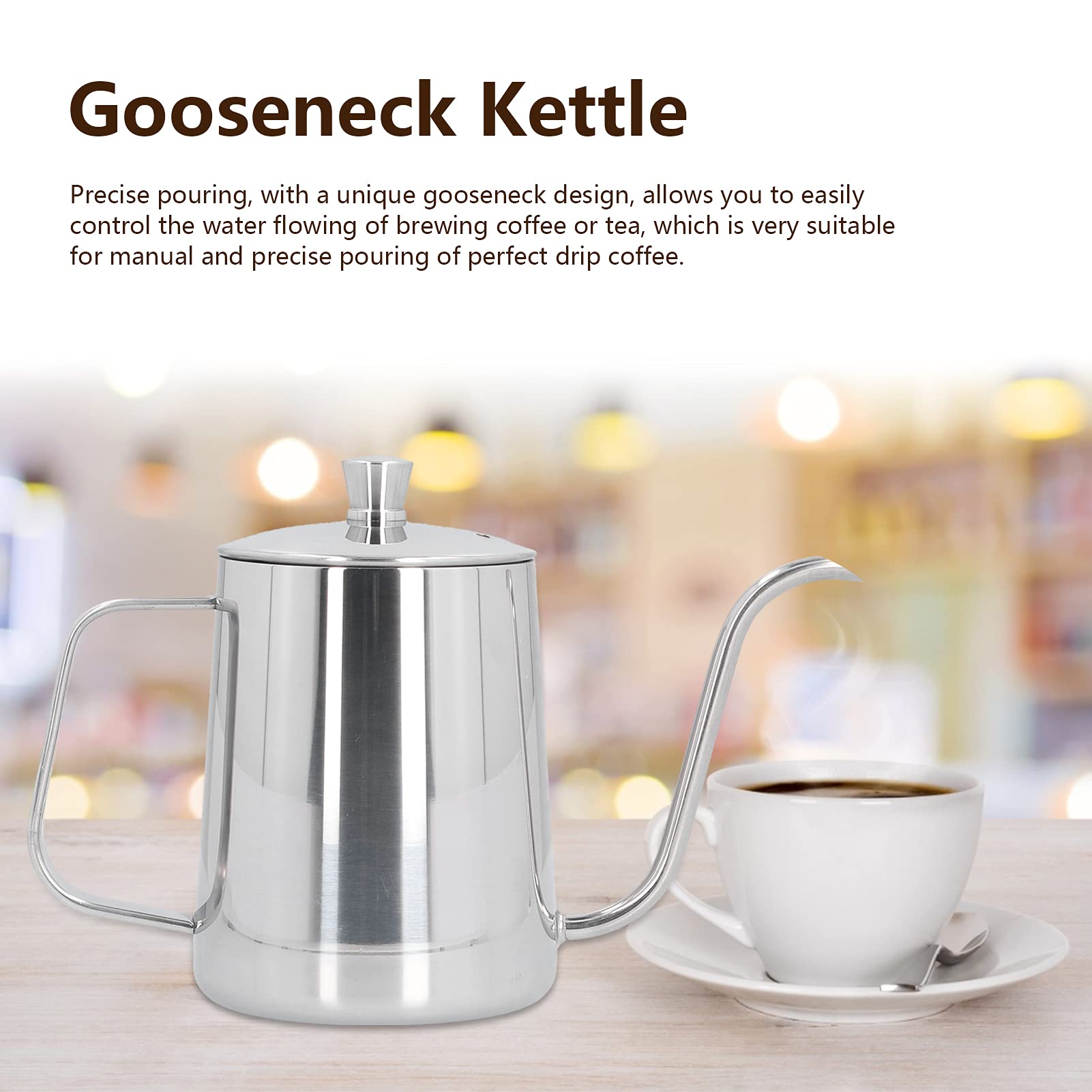 Stainless Steel Gooseneck Kettle 600ml - Perfect for Pour Over Coffee & Home Brewing