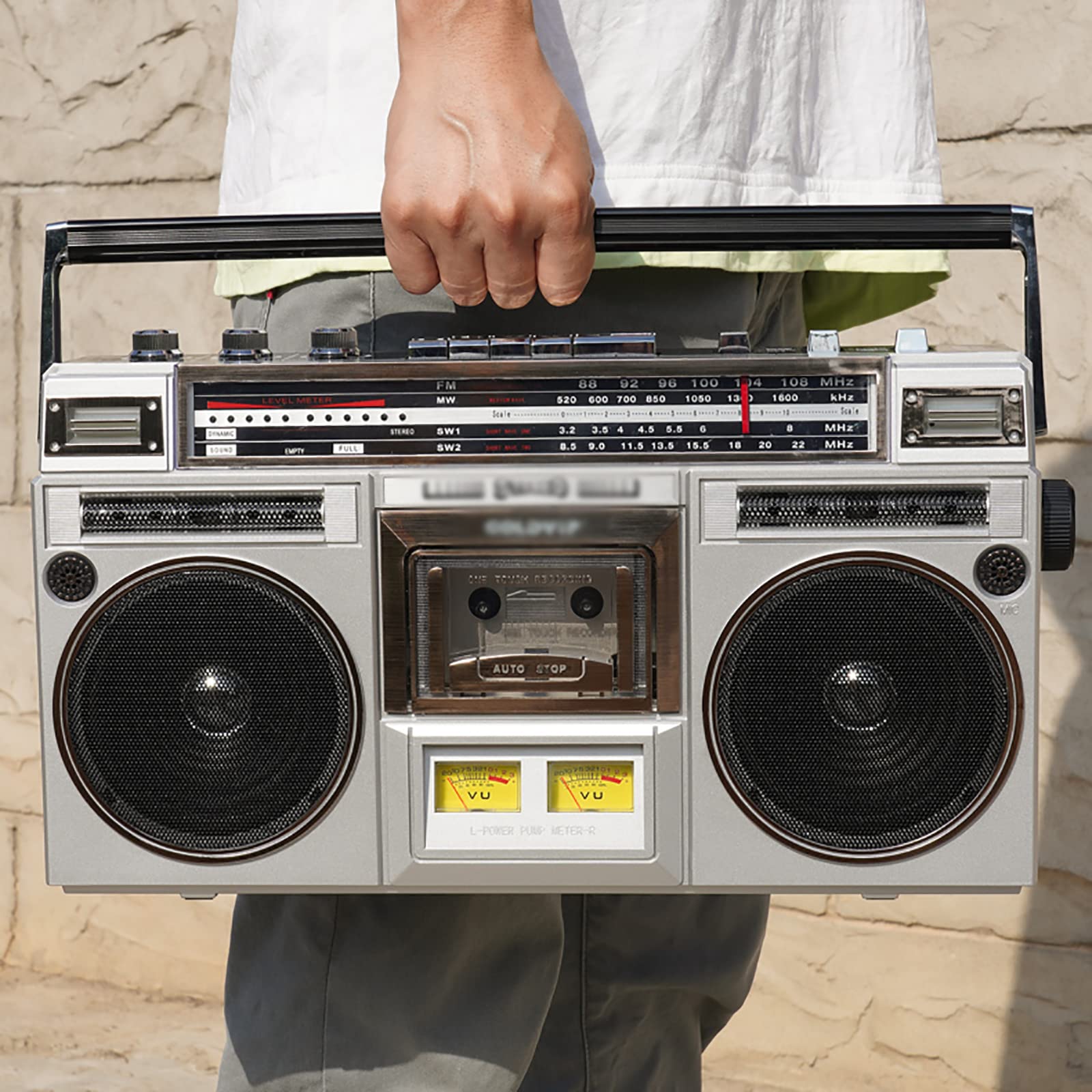 Portable Cassette Boombox with AM/FM Radio, Bluetooth 5.0, Built-in Stereo Speakers - Wireless Music Player for Home, Office & Outdoor Use - Compatible with Smartphones, Tablets & MP3 Players
