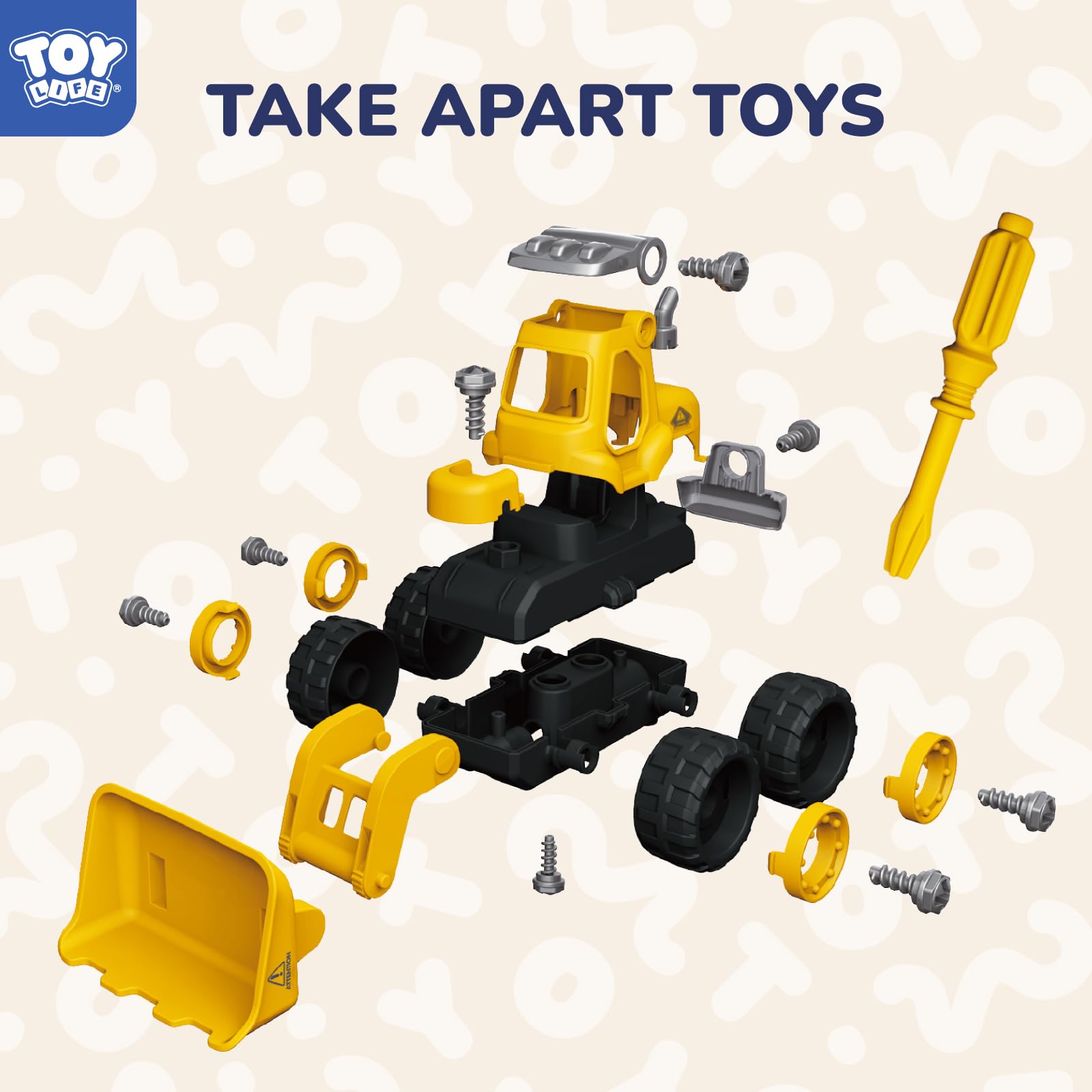 TOY Life Construction Vehicle Toy Set - Take Apart Trucks, Excavators & Building Cars with Drills - STEM Learning Toys for Boys & Girls Ages 3-8 - Perfect for Sandbox Play, Birthday Gifts & Pretend Construction Scenes