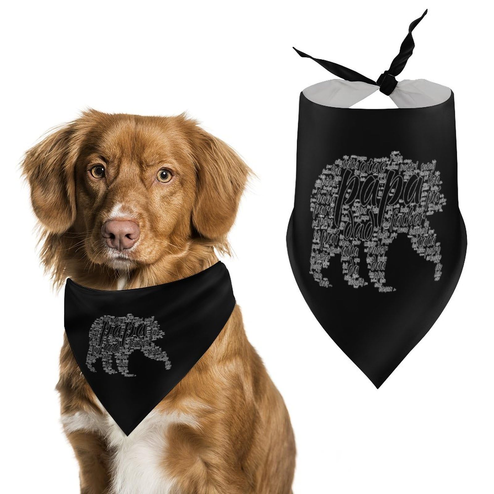 Cute Papa Bear Dog Bandanas - Adjustable Pet Scarf & Bib for Small Medium Large Dogs - Perfect Christmas Thanksgiving Gift for Pets - Great for Holidays, Parties & Photo Shoots