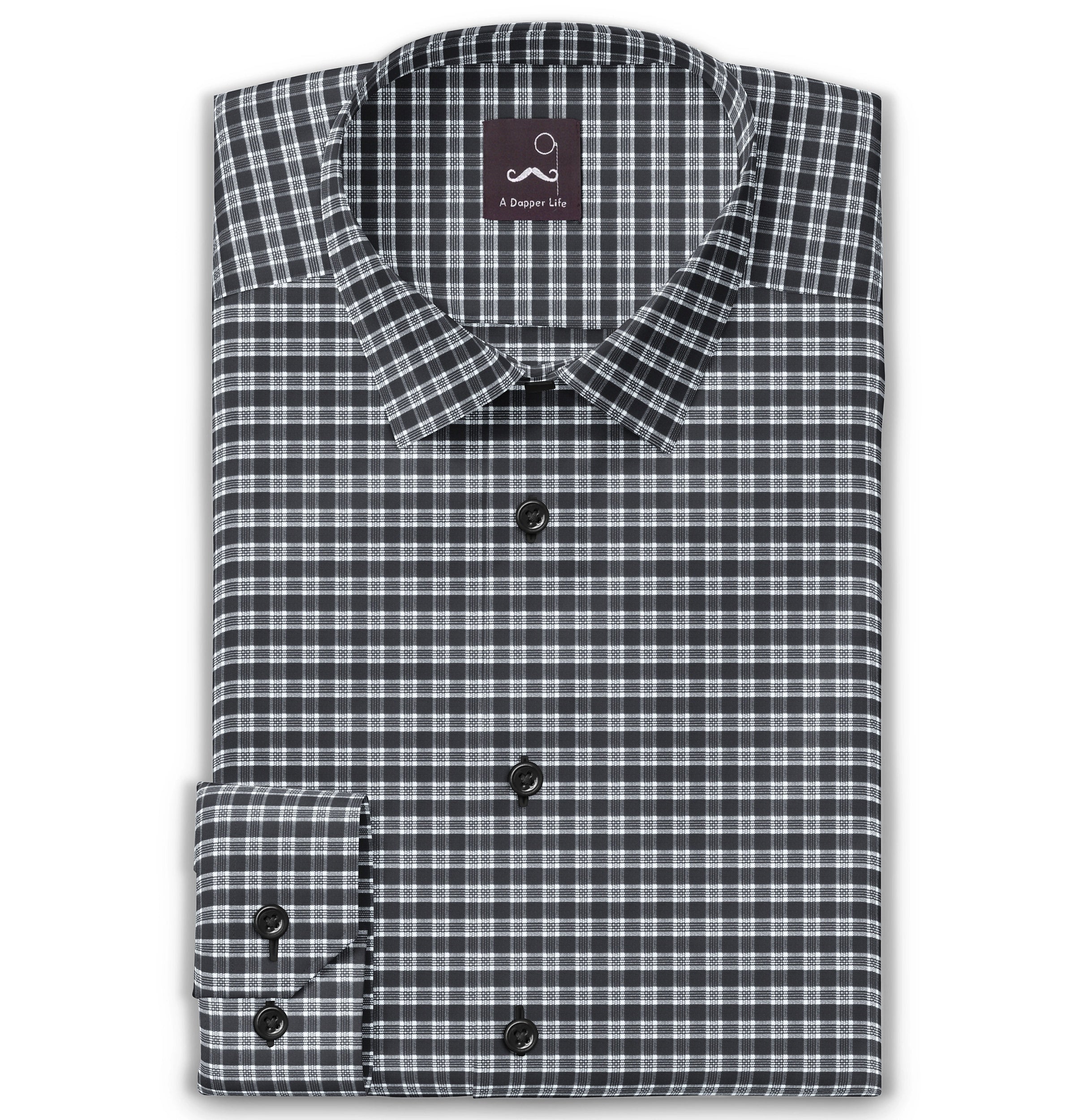 Pure Cotton Long Sleeve Shirt - Black & White Checkered Plaid Style for Men & Women | Casual Office Wear & Outdoor Activities