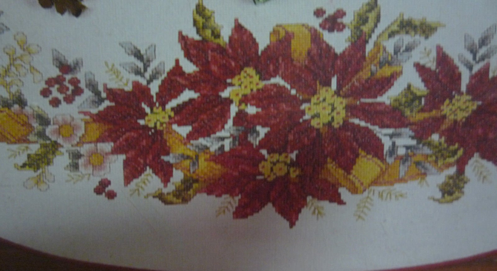 Poinsettia Christmas Tree Skirt Counted Cross Stitch Kit - 40 Inch Round Holiday Embroidery Craft for Festive Decor | Perfect for DIY Holiday Decorations and Gift Making