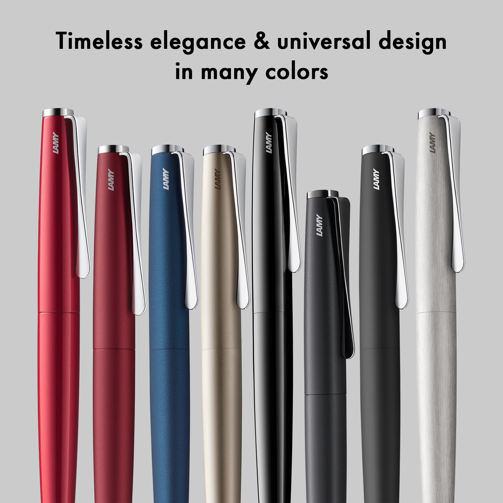 Lamy Studio Black Ballpoint Pen - Elegant Stainless Steel Casing with Propeller Clip - Includes M16 Black Ink Refill - Perfect for Office, School & Professional Writing
