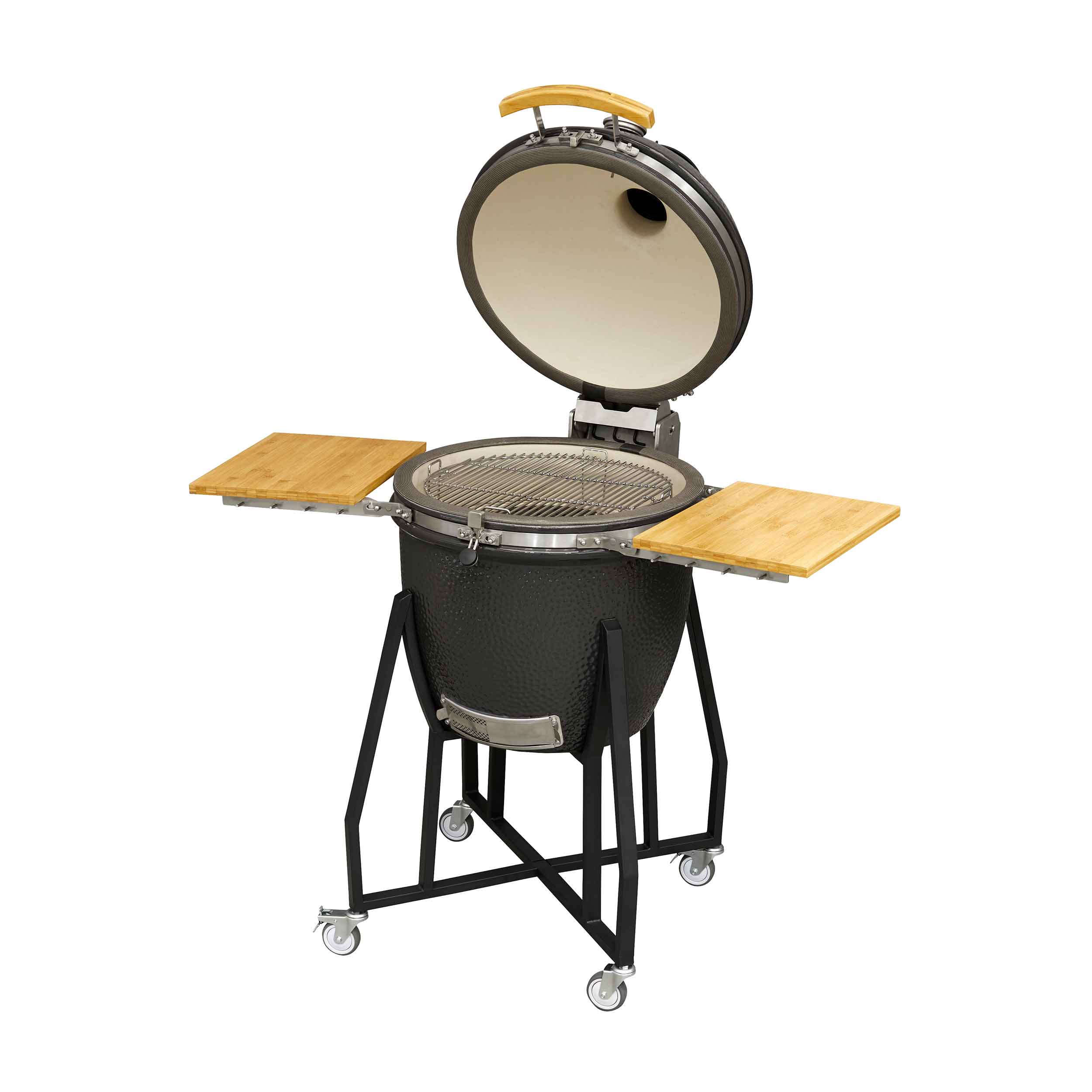 Premium Kamado Style Ceramic Charcoal Grill & Smoker - 22 Inch (56cm) Outdoor BBQ Oven with Wheels & Stand - Perfect for Backyard Grilling, Smoking, and Outdoor Cooking Parties