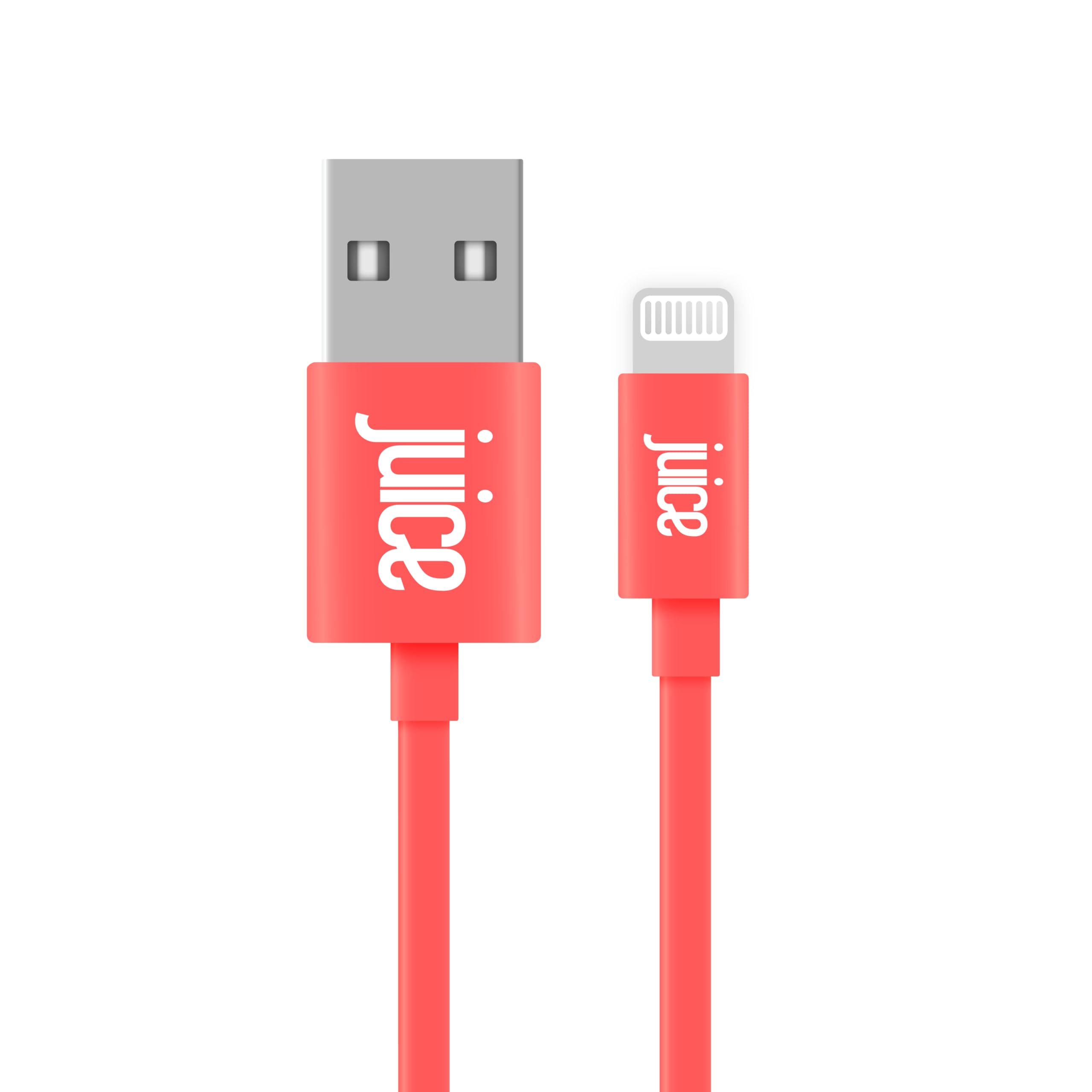 Juice XL 2m Apple Lightning Cable - MFI Certified USB to Lightning Charger for iPhone & iPad | Fast Charging, Durable & Long Cable (Coral) | Perfect for Home, Office & Travel Use