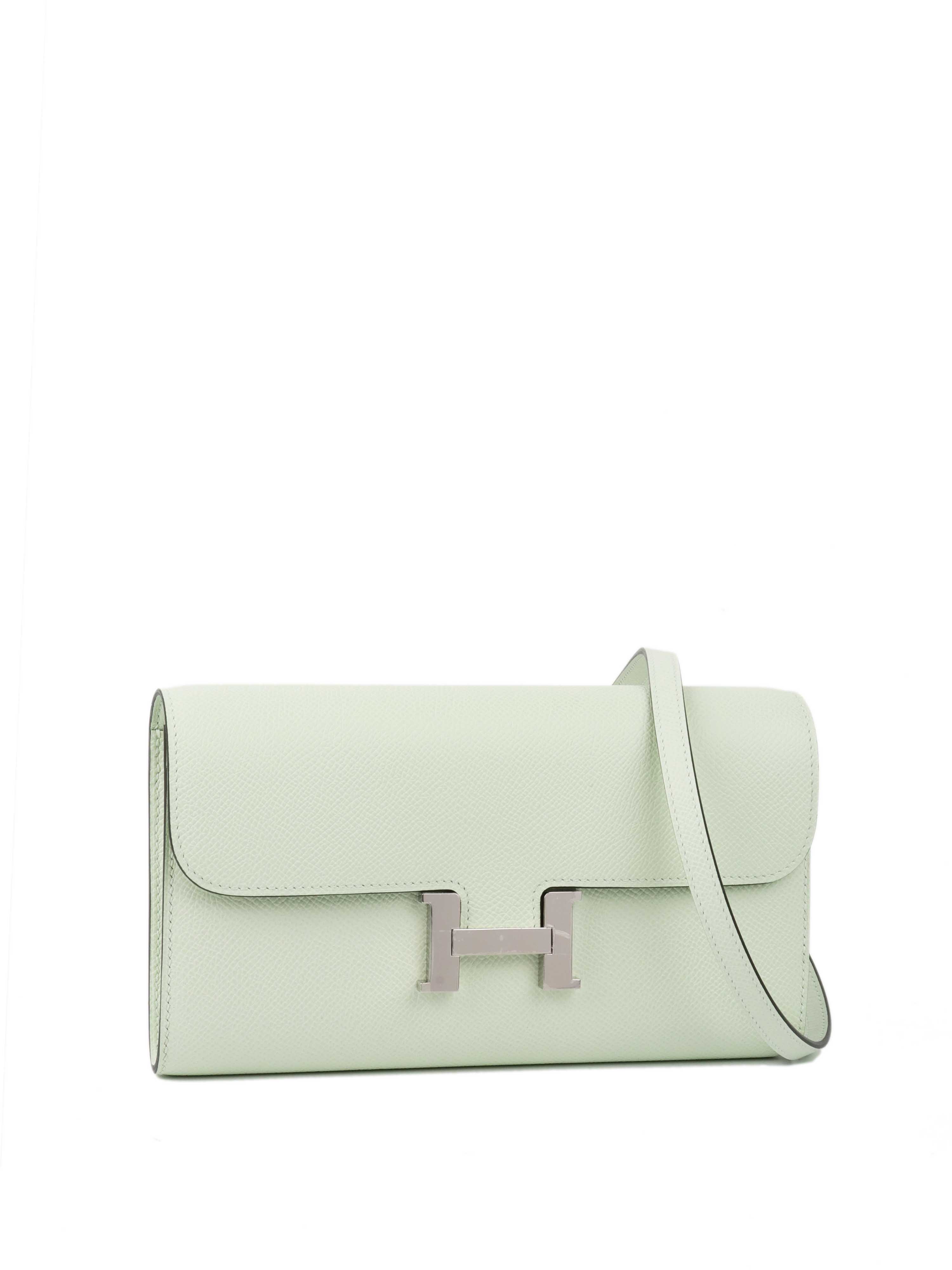 Hermes Constance To Go Wallet in Vert Fizz with Palladium Hardware - Compact Luxury Crossbody Bag for Women, Perfect for Everyday Use, Travel & Special Occasions