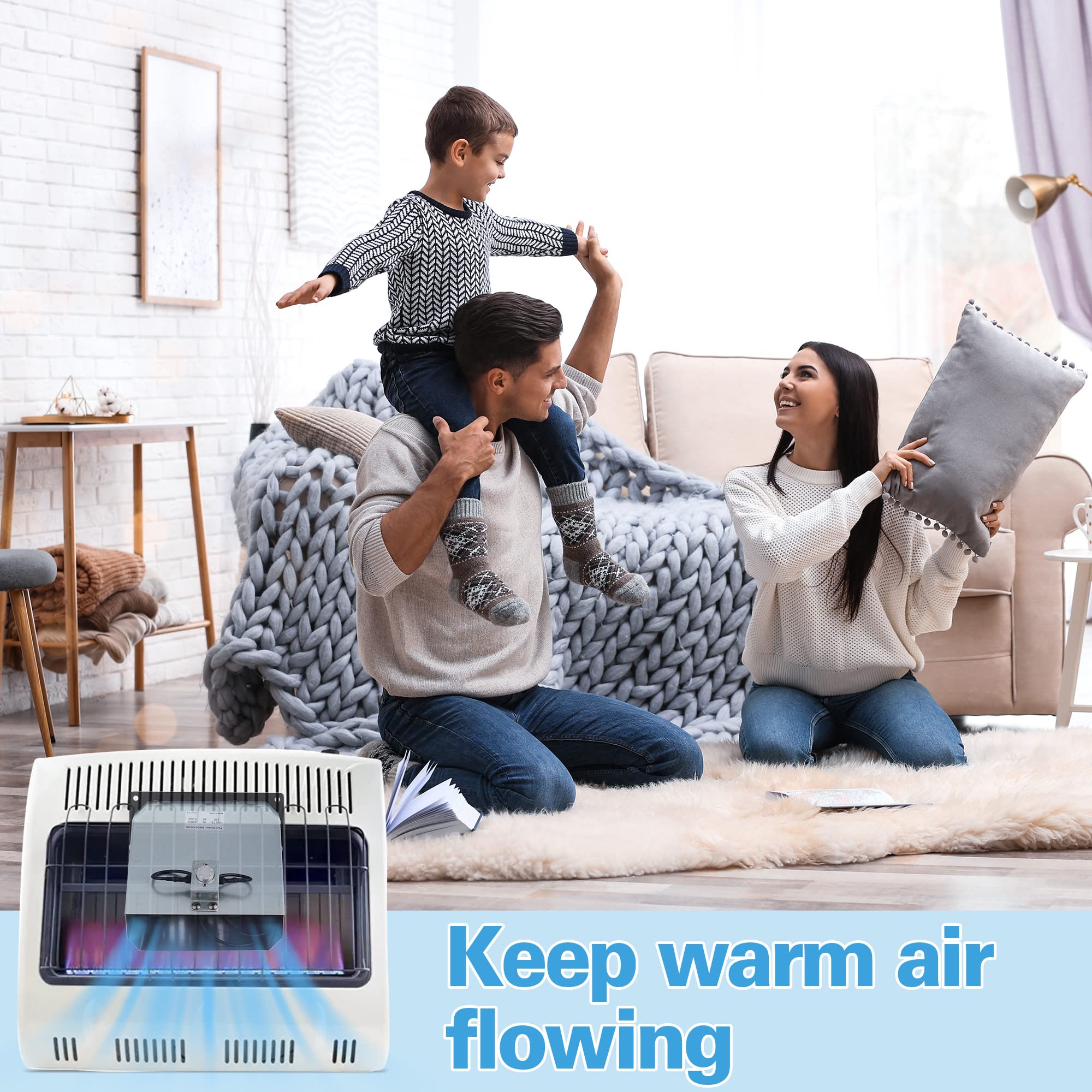 Saillong Vent Blower Fan Kit - Replacement Wall Heater Fan Accessory Compatible with Mr. Heater, Dyna Glo, Comfort Glow & Glo Warm Propane/Natural Gas Wall Heaters - Perfect for Home, Garage & Workshop Heating Solutions