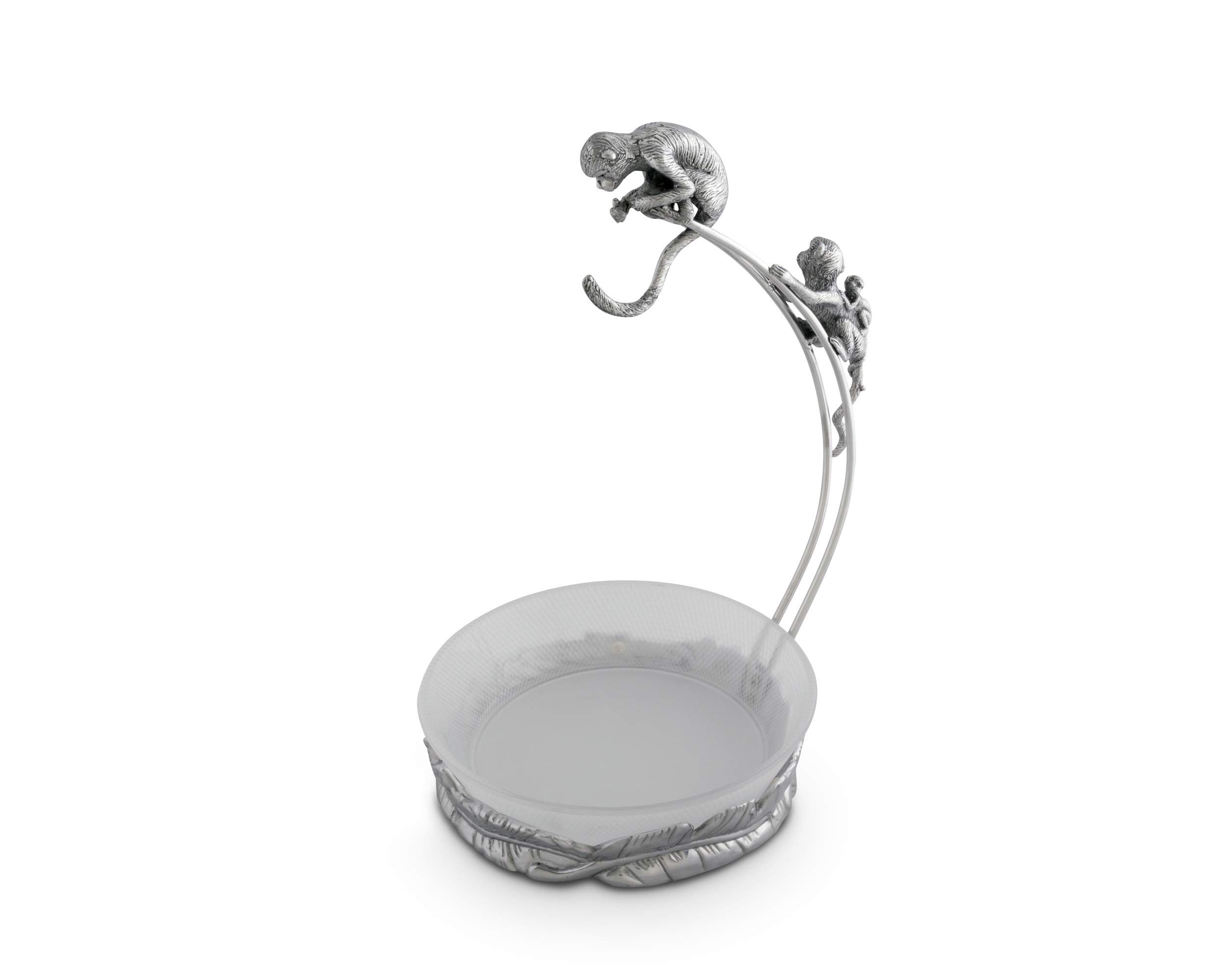 Premium Aluminum Monkey Banana Holder with Glass Fruit Bowl - 9.5