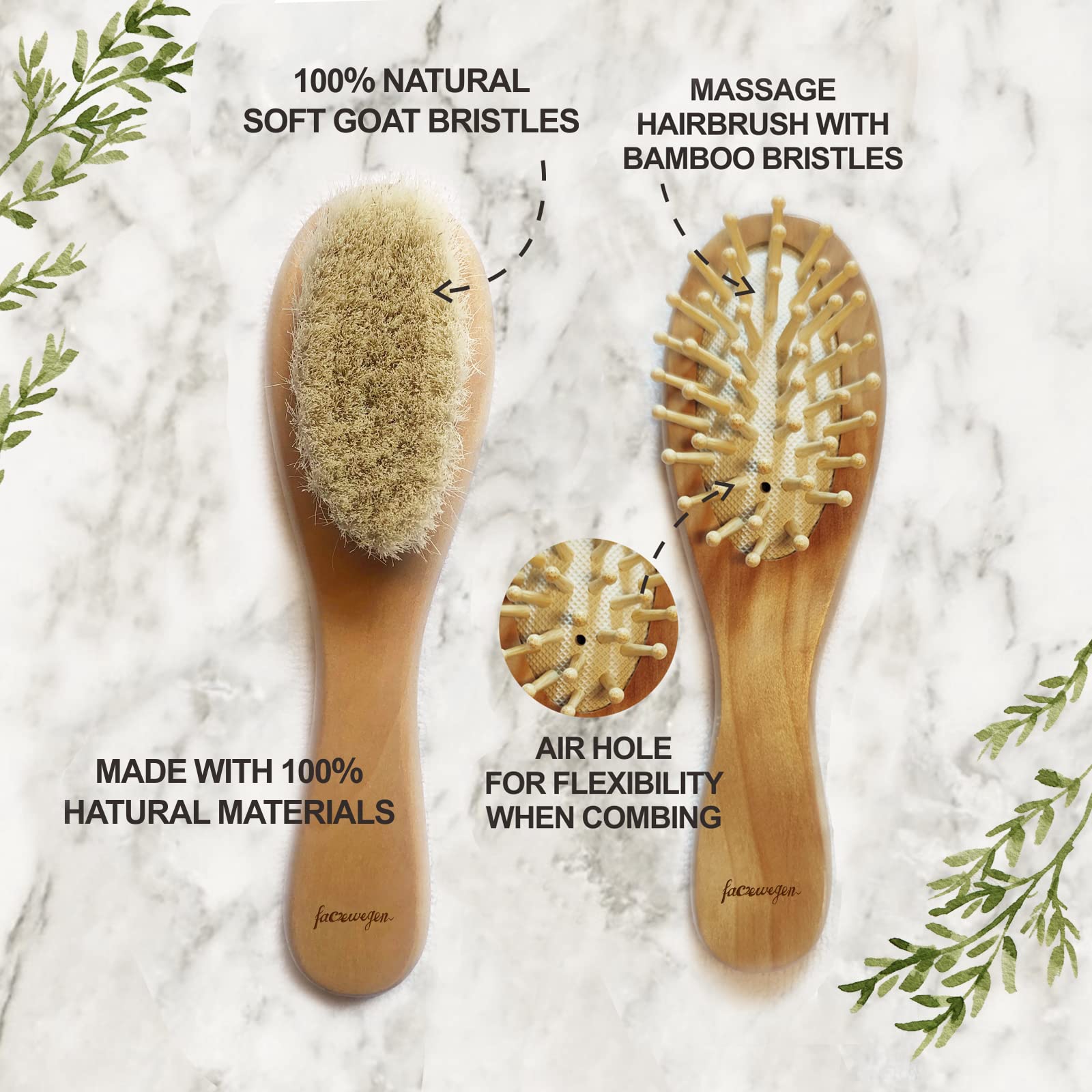 6-in-1 Baby Grooming Kit - Natural Wooden Hairbrush, Comb, Nail Clippers, Scissors, File & Tweezers for Newborns & Toddlers - Perfect Baby Shower Gift Set for Daily Care & Travel