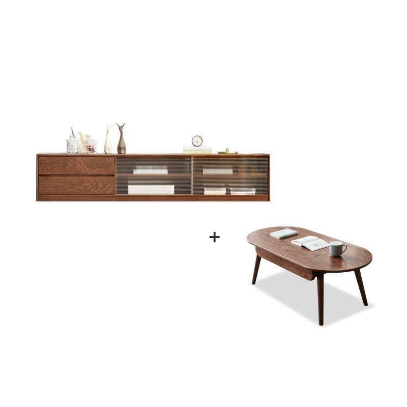 Solid Oak Wood TV Stand with Storage - Modern Entertainment Center for Living Room, Bedroom & Home Theater