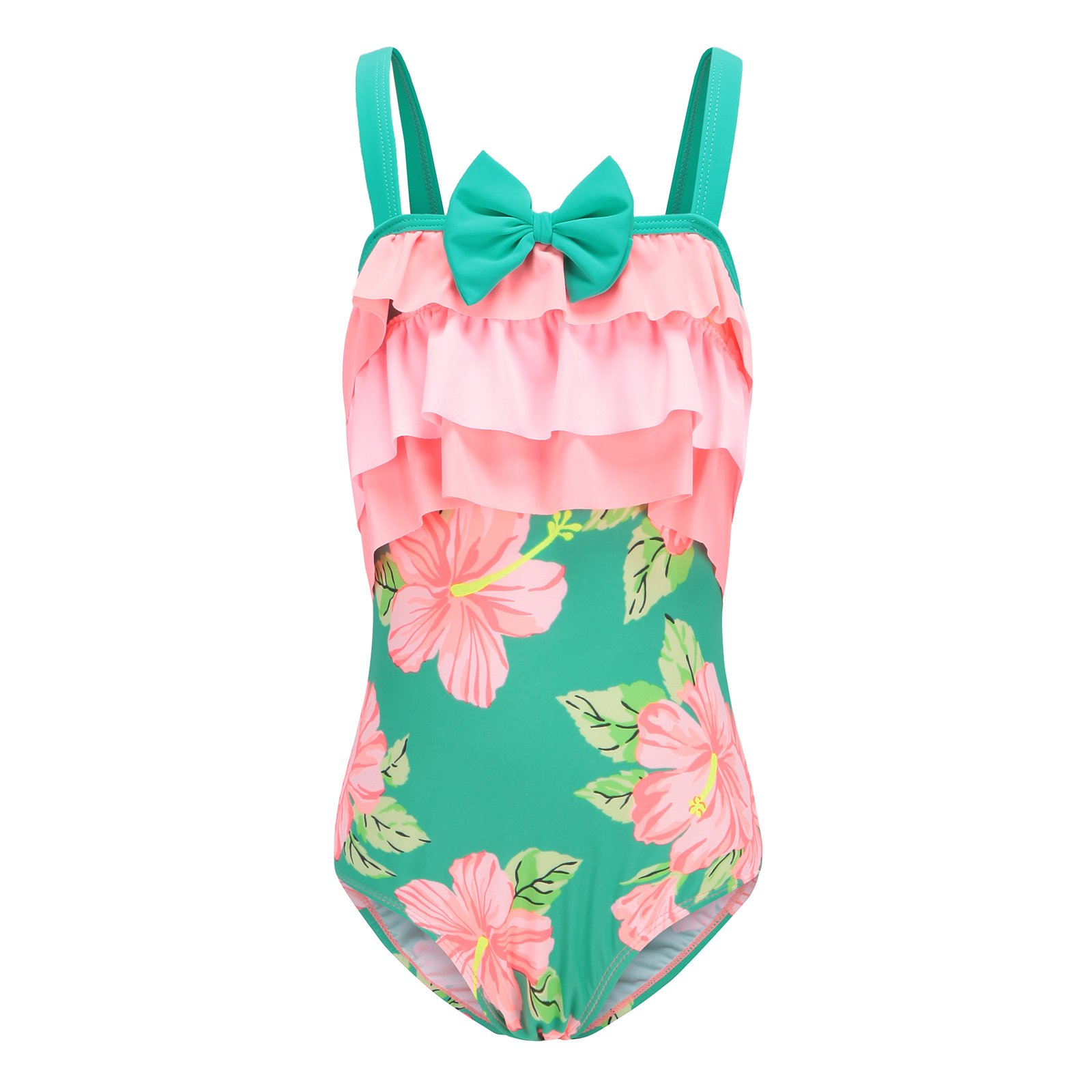 Hawaiian Ruffle One Piece Swimsuits for Girls - Cute Beach Bathing Suit for Kids | Perfect for Pool Parties, Summer Vacations & Water Play