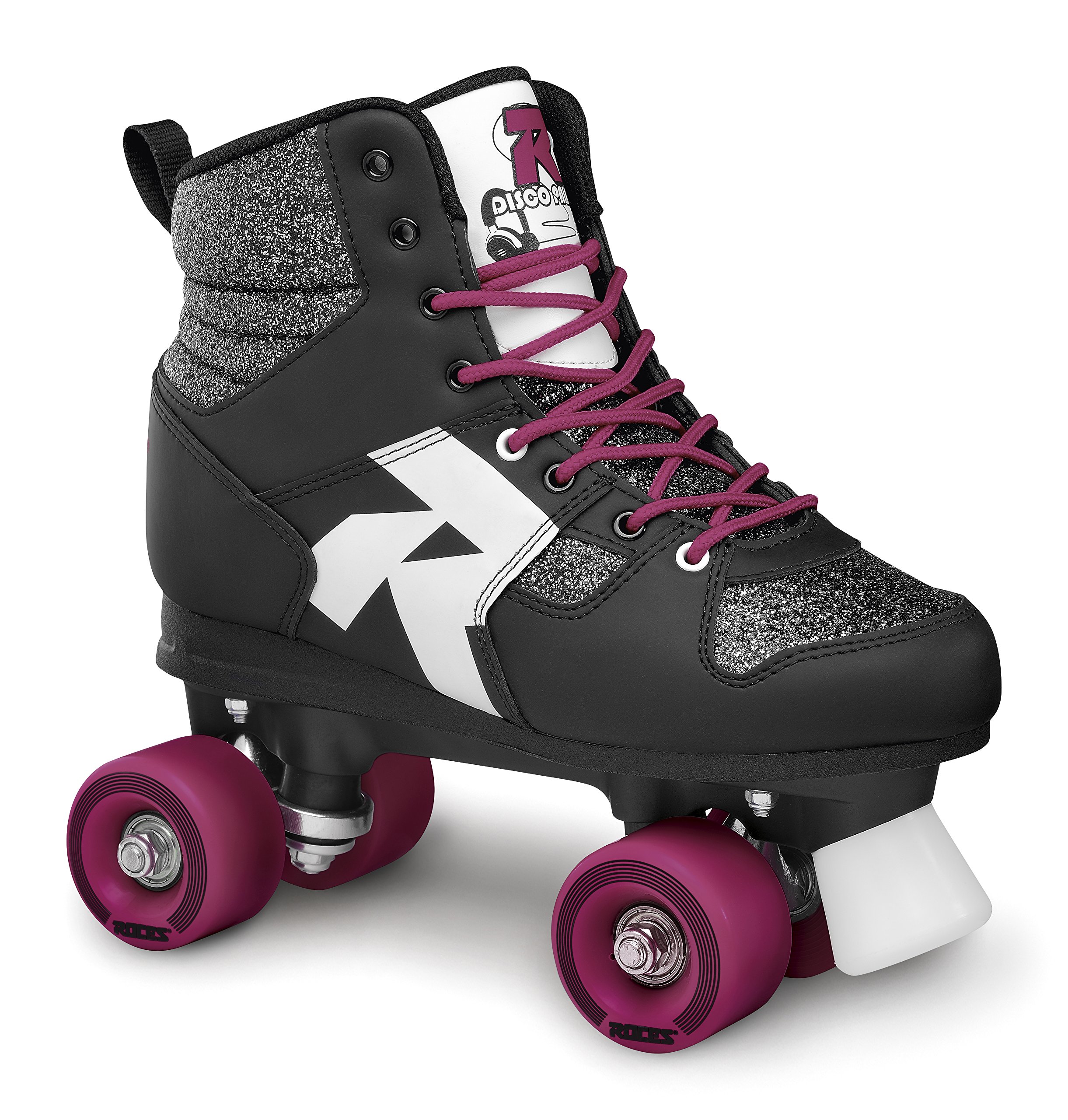 Roces Disco Palace Quad Roller Skates for Women & Men - 4 Wheel Retro Roller Skates in White/Black - Perfect for Roller Disco, Rink Skating & Outdoor Rollerblading