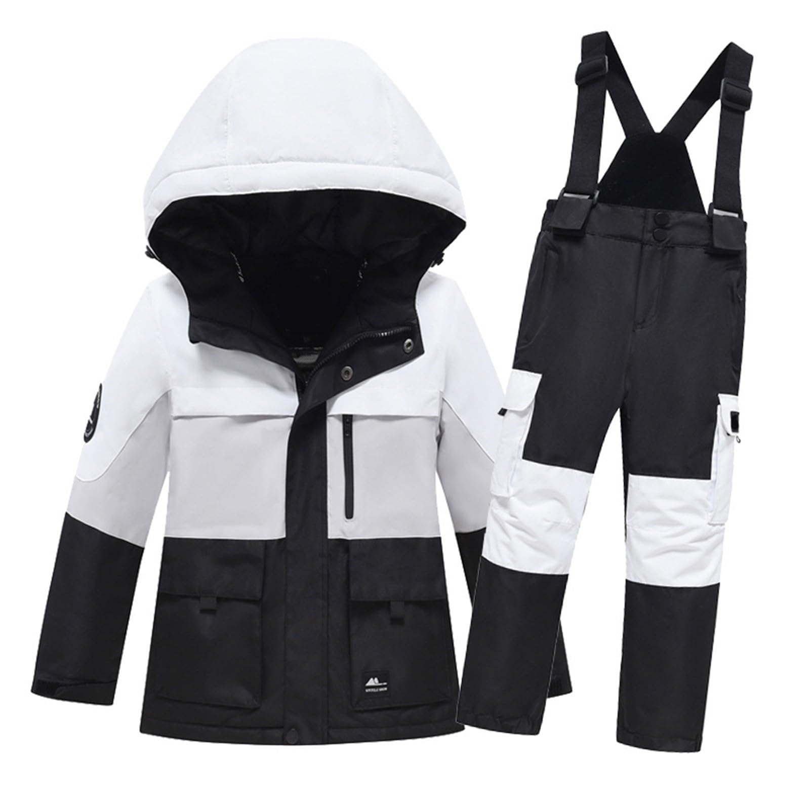 Kids Boys Girls Ski Suit - Winter Warm Thickened Velvet Windproof Waterproof Snowsuit for Toddlers & Children - Perfect for Skiing, Snowboarding & Outdoor Winter Play