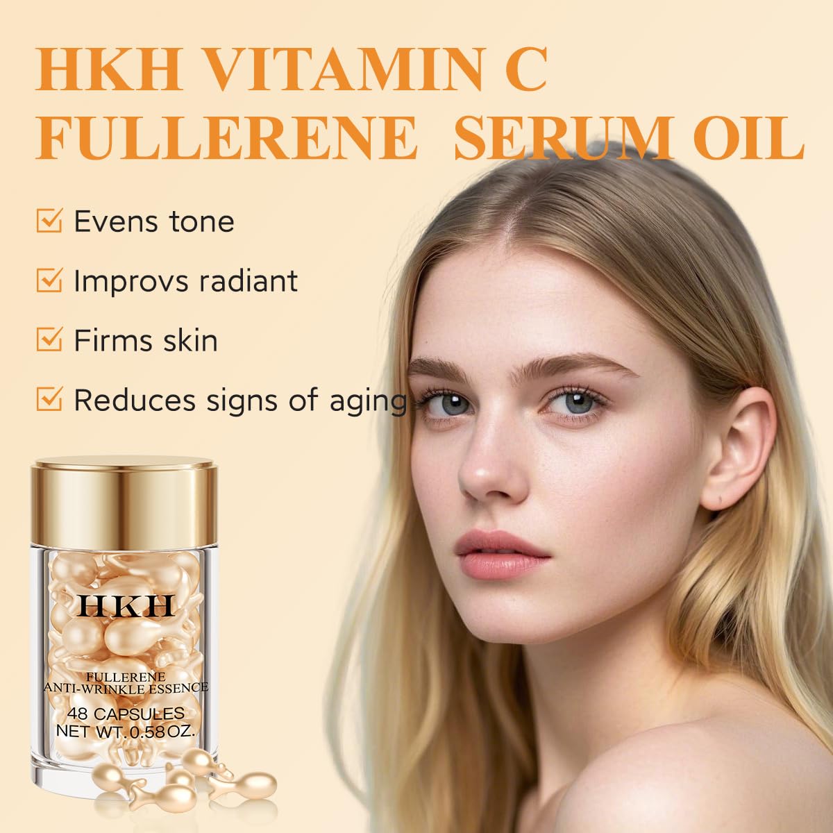 Vitamin C Anti-Aging Face Serum Capsules - Brightening & Hydrating Anti-Wrinkle Treatment for Women | Firming & Smoothing Skincare | Travel-Friendly 48-Pack with Scissors | Perfect for Daily Routine & On-the-Go Use