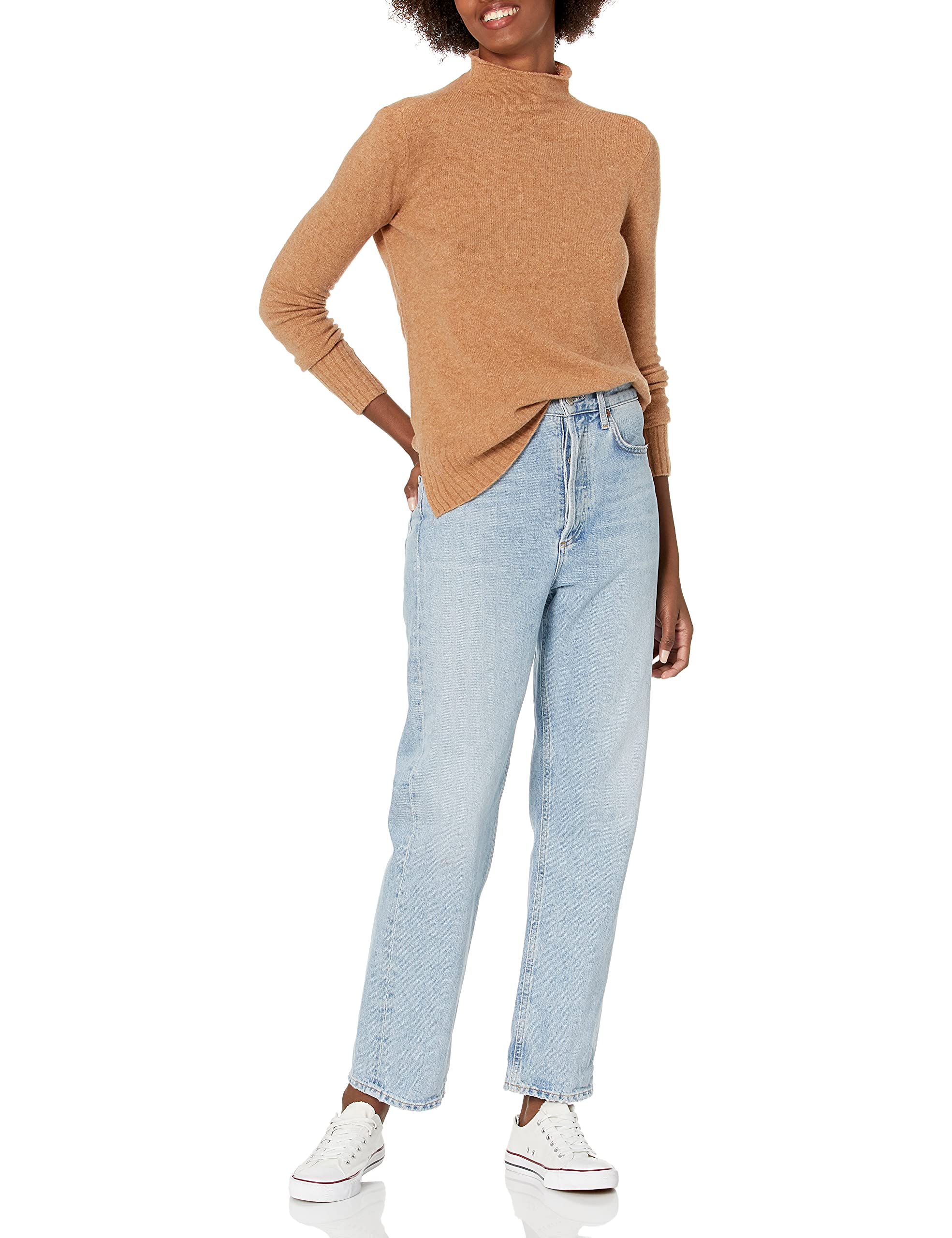 Goodthreads Women's Mid-Gauge Stretch Funnel Neck Sweater - Soft & Cozy Knit Pullover for Fall & Winter - Perfect for Office, Casual Outfits and Layering