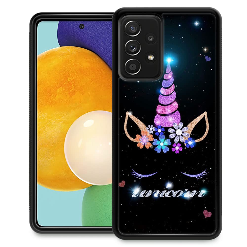 Samsung Galaxy A33 5G Case for Women - Cute Unicorn Pattern, Shockproof Anti-Scratch Tempered Glass Back Cover | Perfect for Daily Use, Work & School (Compatible with 6.4-inch Galaxy A33)