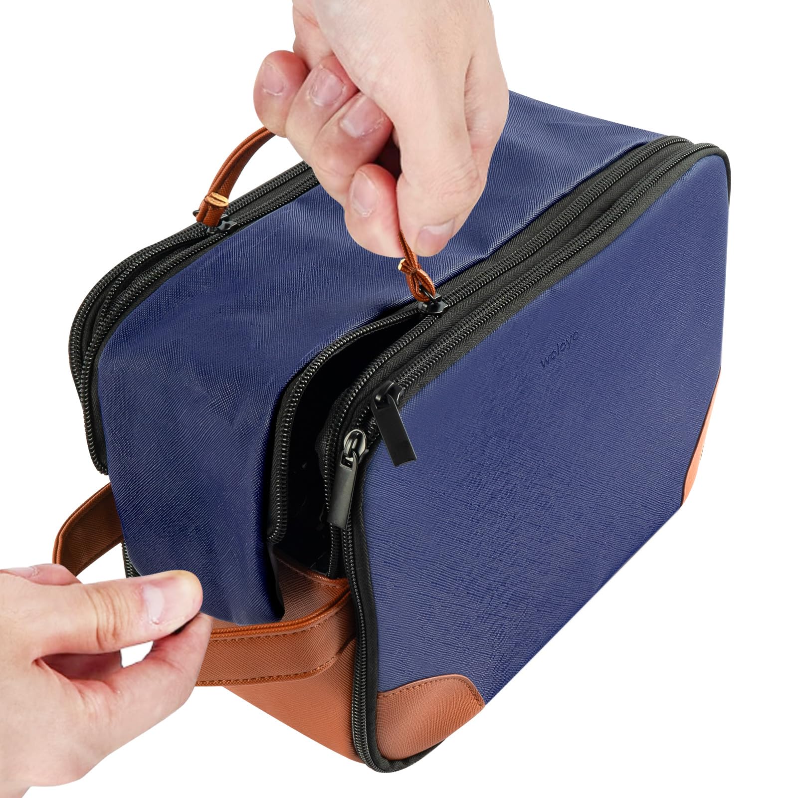 Waterproof Men's Toiletry Bag - Thickened PU Travel Dopp Kit for Business Trips & Camping | Durable Shaving Kit Organizer with Multiple Pockets | Perfect for Gym, Travel & Outdoor Adventures (Blue)