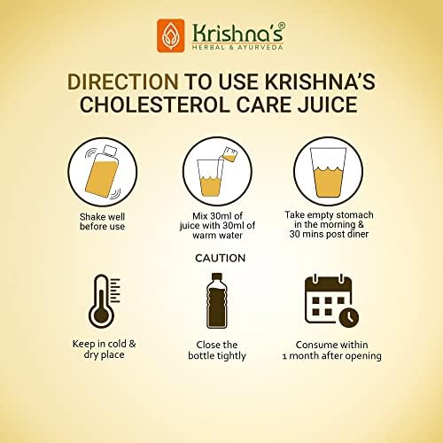 KRISHNA's Herbal & Ayurvedic Cholesterol Care Juice - 500ml | Sugar-Free Health Drink with Honey, Apple Cider, Ginger & Garlic | Supports Heart Health & Natural Detox | Perfect for Daily Wellness Routine & Ayurvedic Lifestyle