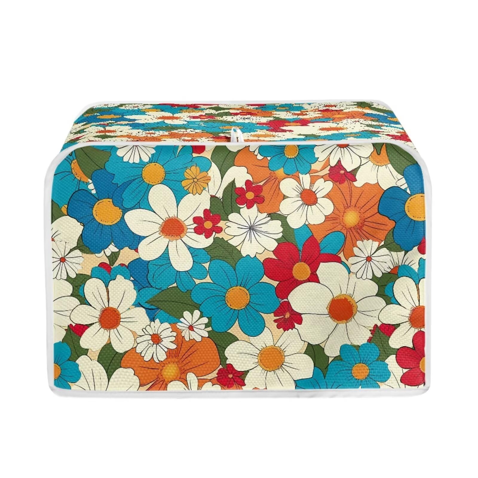 Daisy Printed 4-Slice Toaster Cover - Universal Fit for Most Standard Toasters, Quilted Oven & Bread Maker Dust Protector - Home Kitchen Appliance Decoration - Perfect for Baking, Cooking & Kitchen Organization