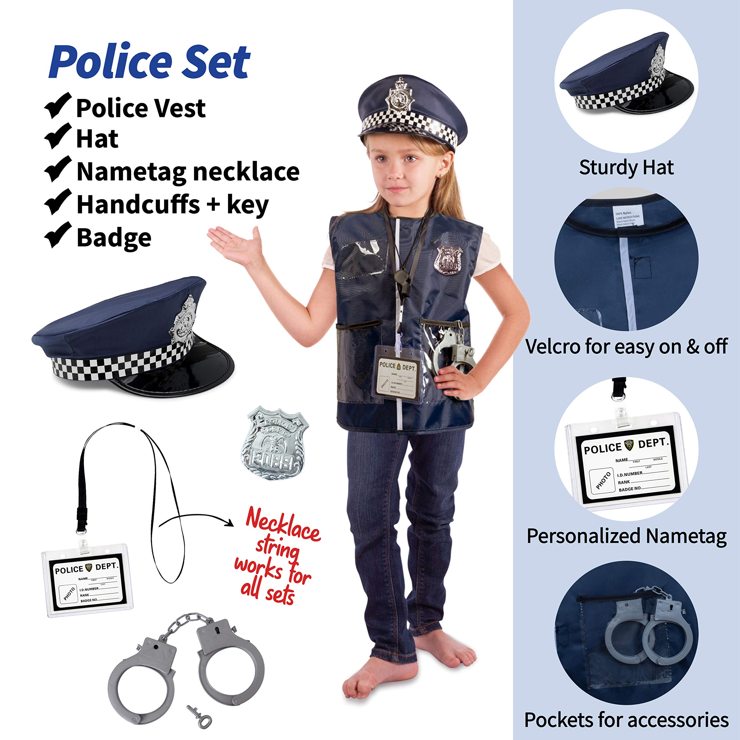 Born Toys Kids Dress Up Costume Set - Firefighter, Police, Doctor & Office Worker Costumes for Boys & Girls | Pretend Play, Role Play & Halloween Costume Outfits
