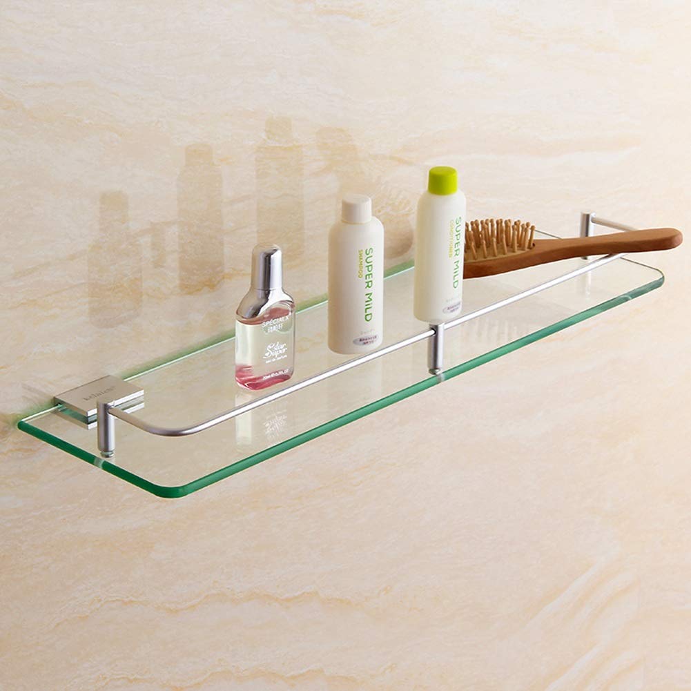 Premium Tempered Glass Bathroom Shelf - Wall Mounted Shower Organizer with Towel Rack | 300mm Bath Stand for Hotel & Home Storage | Perfect for Small Bathrooms, Spa-Like Showers & Space-Saving Solutions