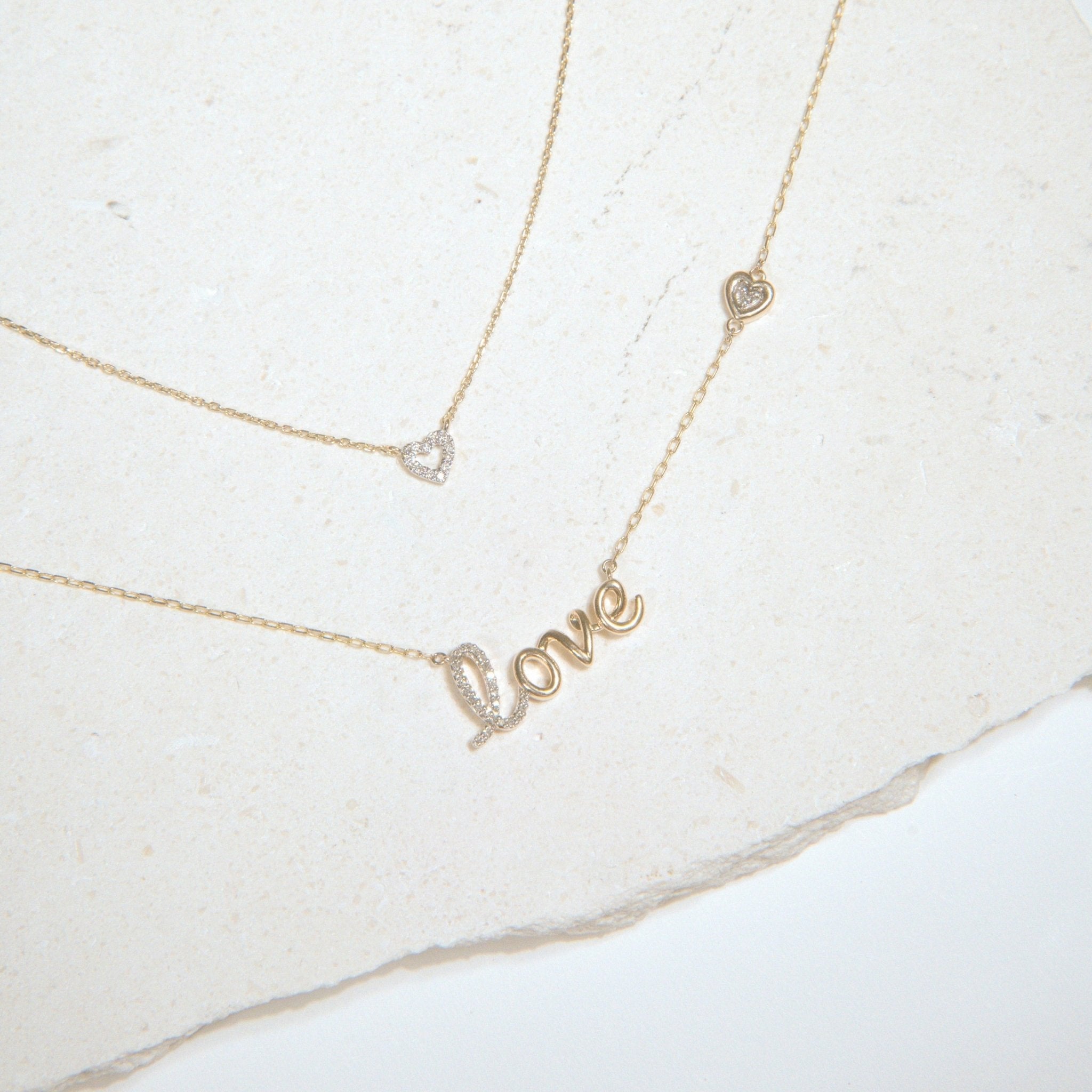 14K Solid Yellow Gold Diamond Heart Pendant Necklace for Women - Elegant Jewelry Gift for Valentine's Day, Anniversary & Special Occasions