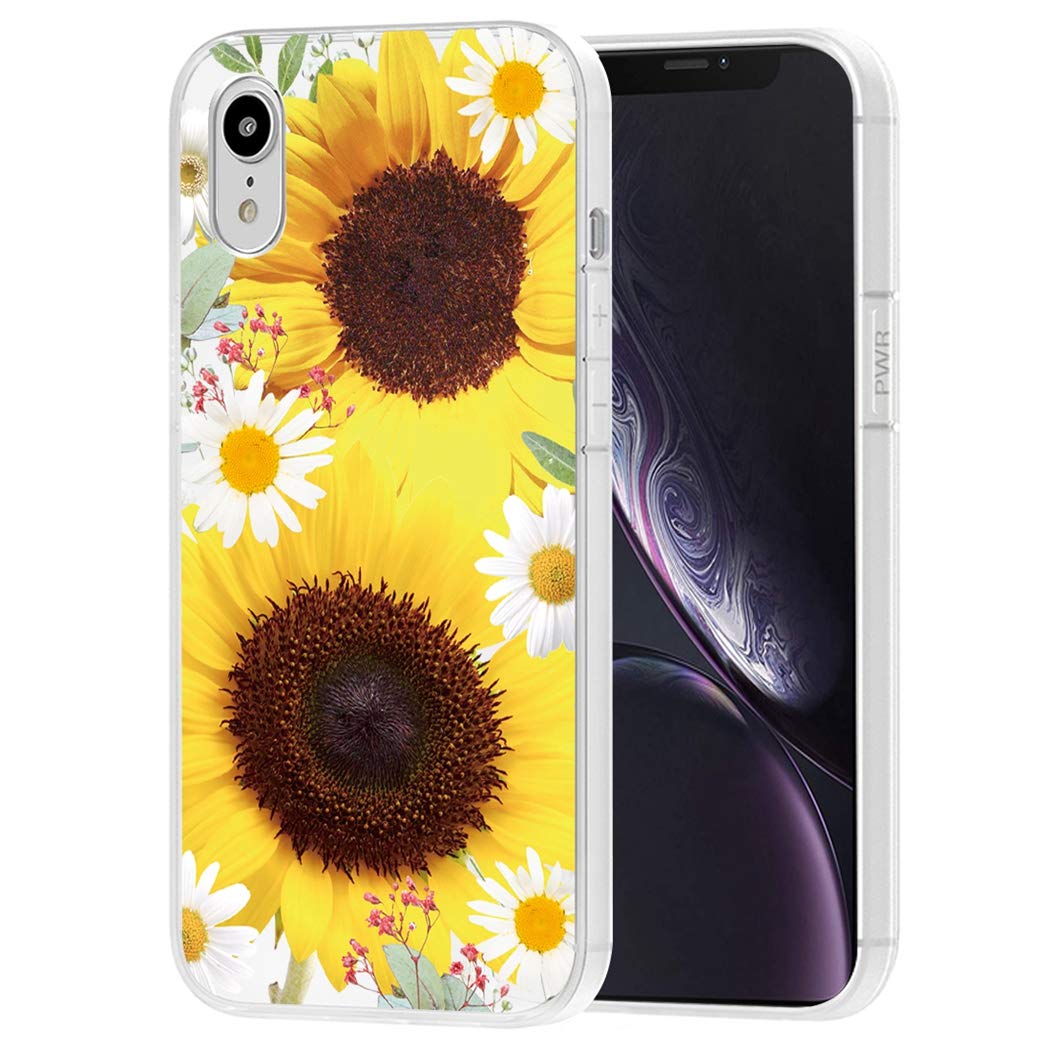 Premium Clear Shockproof TPU Phone Case for iPhone XR 6.1 Inch (2018 Model) - Soft Transparent Protective Cover for Women & Girls (Sunflower Design) | Perfect for Everyday Use, Travel & Outdoor Activities