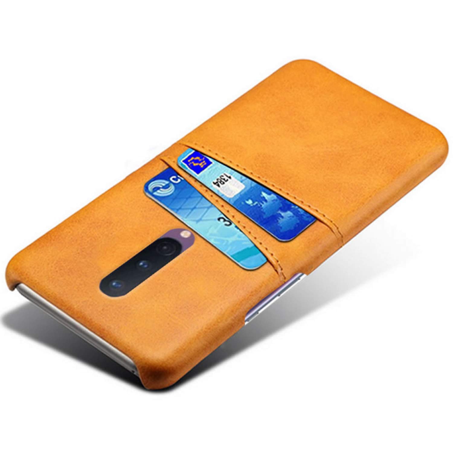 Premium PU Leather Ultra Slim Shockproof OnePlus 8 Phone Case with Card Slot Holder - Durable & Stylish Protection for OnePlus 8 (Orange) | Perfect for Daily Use, Travel & Business Meetings