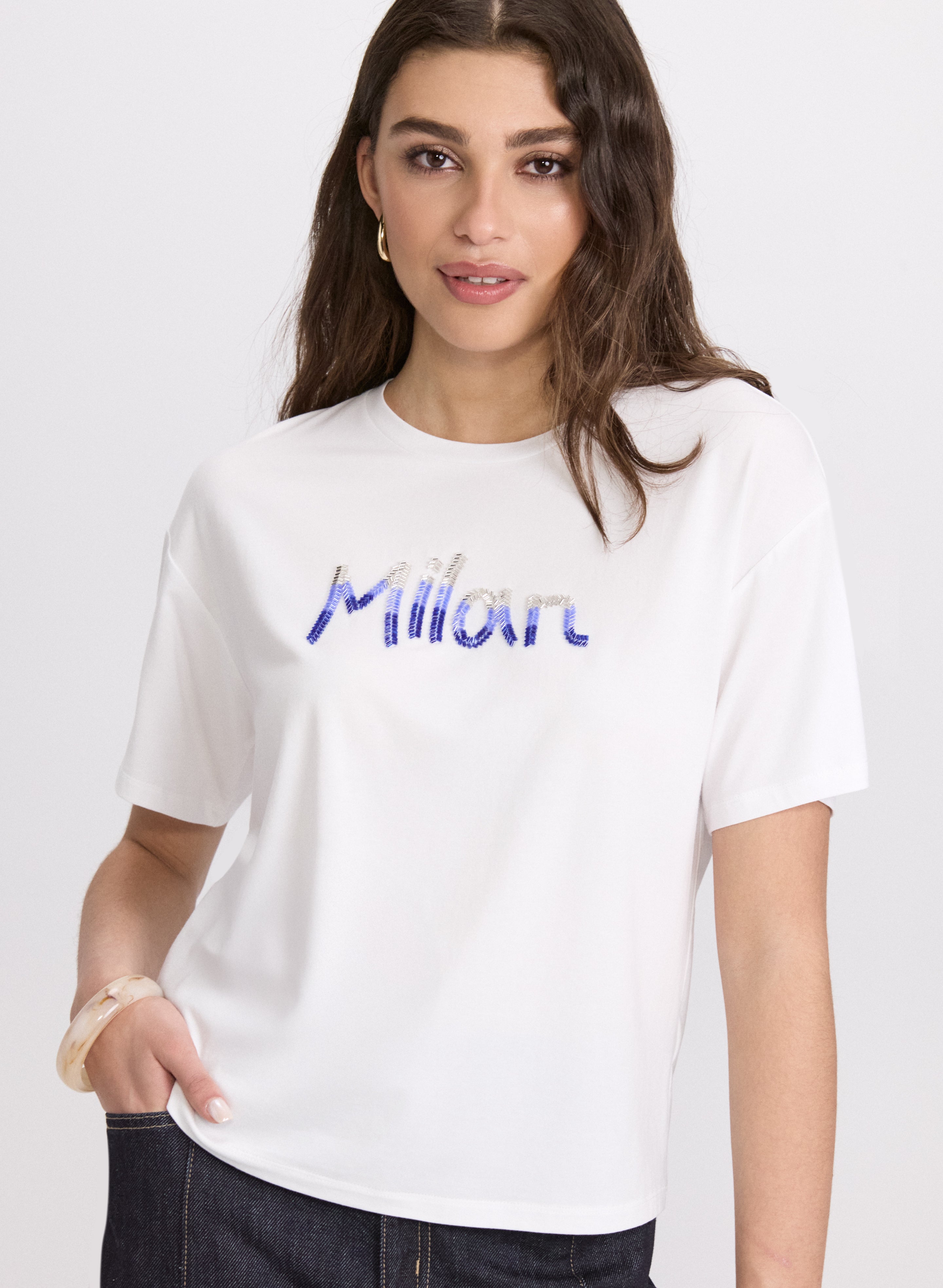 Stylish 'Milan' Sequin T-Shirt for Women | Glitter Party Top | Fashionable Casual Wear for Night Out, Club, and Special Events
