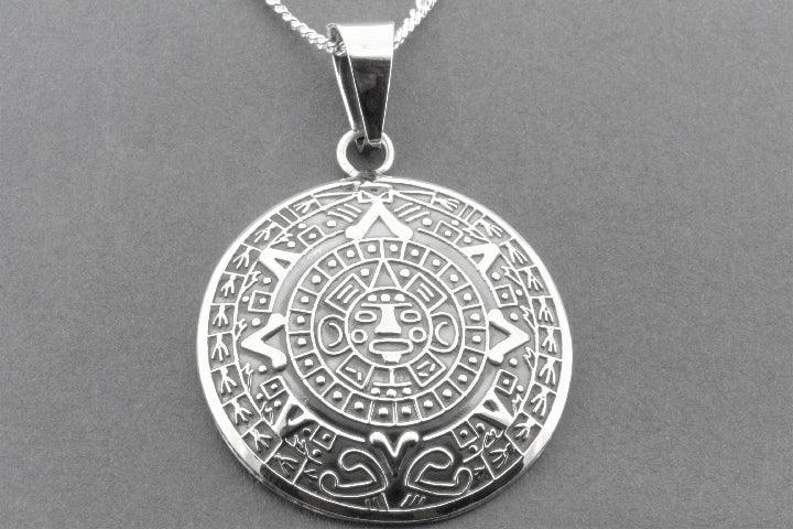 Authentic Sterling Silver Curved Mayan Calendar Pendant Necklace - Perfect for Spiritual Jewelry Lovers & Cultural Gift Giving