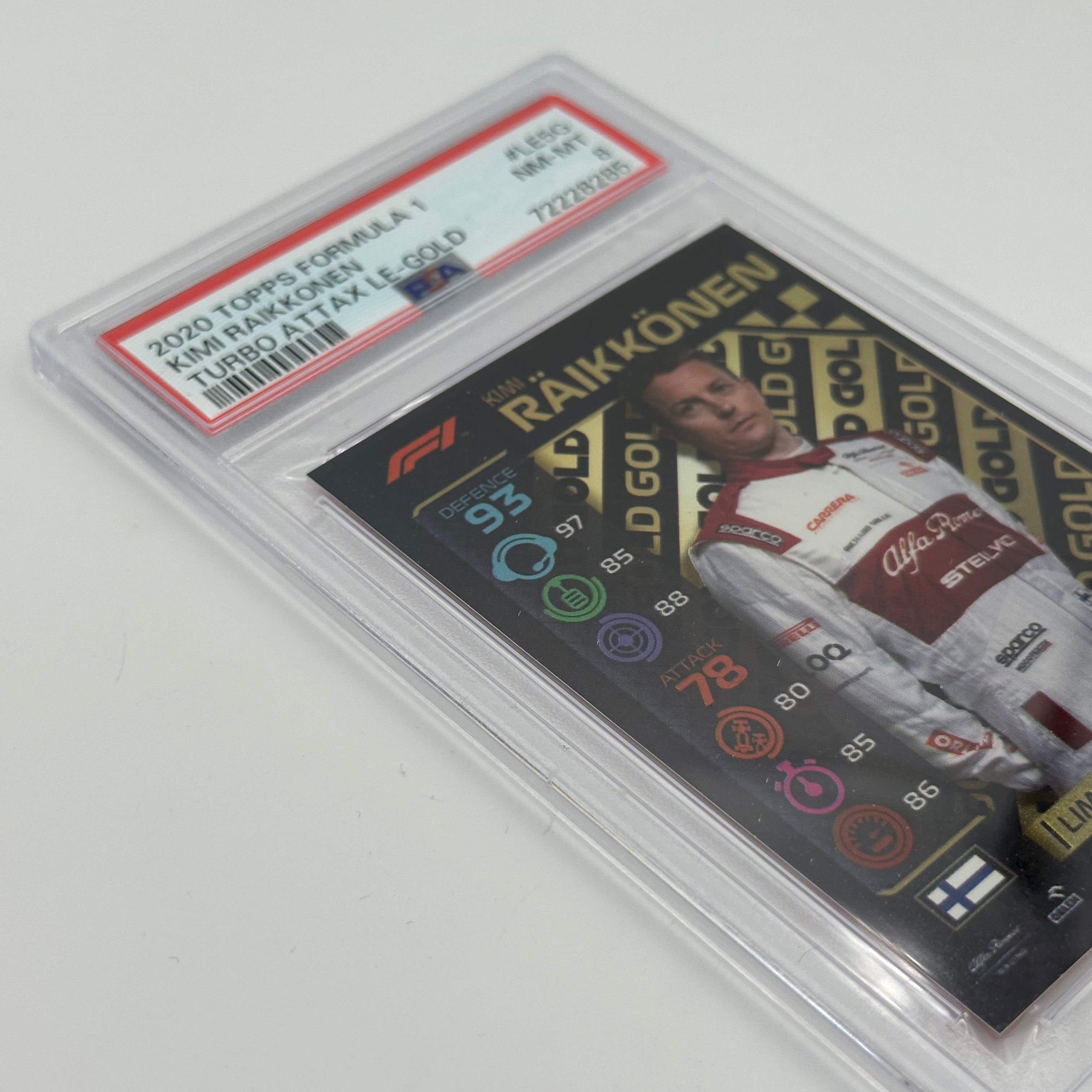 PSA 8 Graded Kimi Raikkonen #LE5G Limited Edition Gold Trading Card - Perfect for Collectors, Sports Memorabilia Enthusiasts & F1 Racing Fans Display
