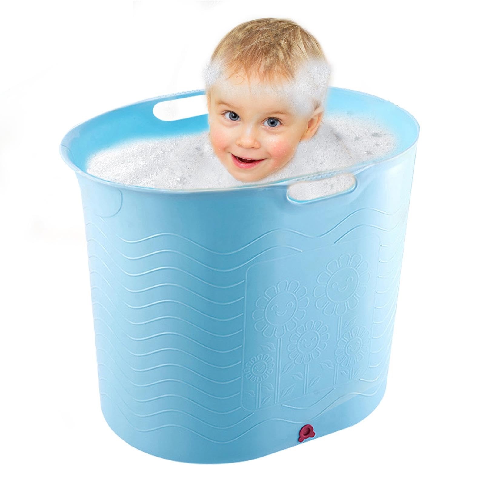 Safe & Portable Baby Bathtub for Toddlers - High Temperature Resistant, Drainage Bottom Design | Large Travel Bathtub Bucket for Newborns & Infants | Perfect for Home, Travel & Outdoor Baby Shower