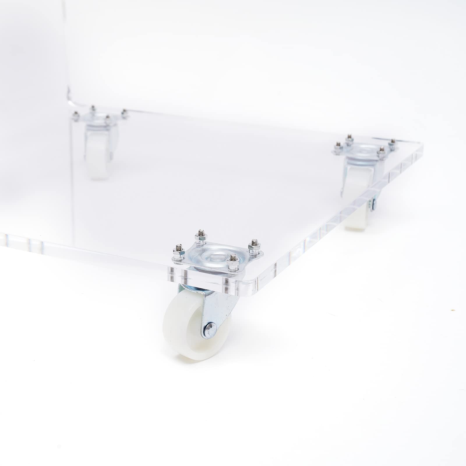 Modern C-Shaped Acrylic Side Table with Wheels - Translucent End Table, Sofa Table & Nightstand - Perfect for Living Room, Bedroom & Office Decor - Sturdy Snack Table & Display Stand for Home & Commercial Use