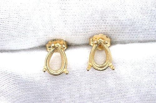 Sterling Silver or 14K Gold Pear Earring Settings - 6x4mm & 12x8mm Sizes - 2-Piece Set - Handcrafted in USA - Perfect for Jewelry Making, DIY Earrings, and Gift Giving