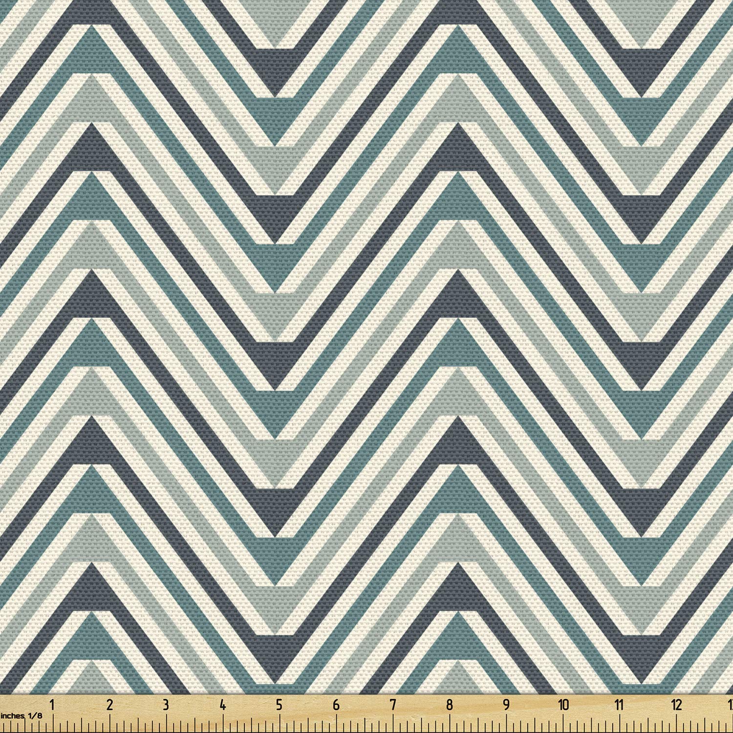Ambesonne Abstract Fabric by The Yard - Geometric Zigzag Pattern Upholstery Material for Sofa, Curtains & Home Decor (10 Yards, Sage Green & Cadet Blue) - Perfect for DIY Projects, Furniture Makeovers & Wall Hangings