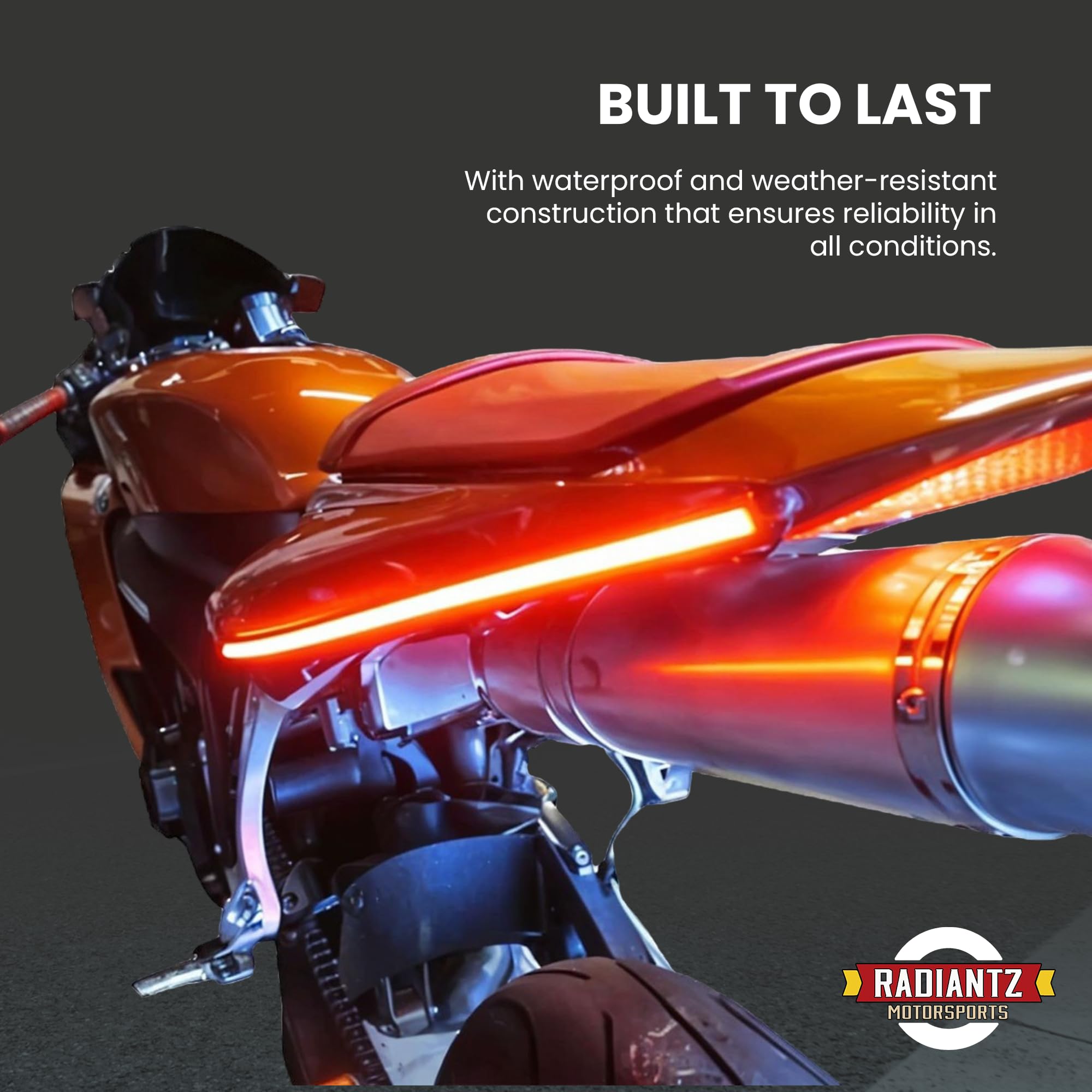 Radiantz Motorcycle LED Light Strip - Flexible Red LED Strips for Brake, Turn & Running Lights - Durable Waterproof Design - Easy Installation (4.5 Inches) - Perfect for Night Riding & Motorcycle Customization