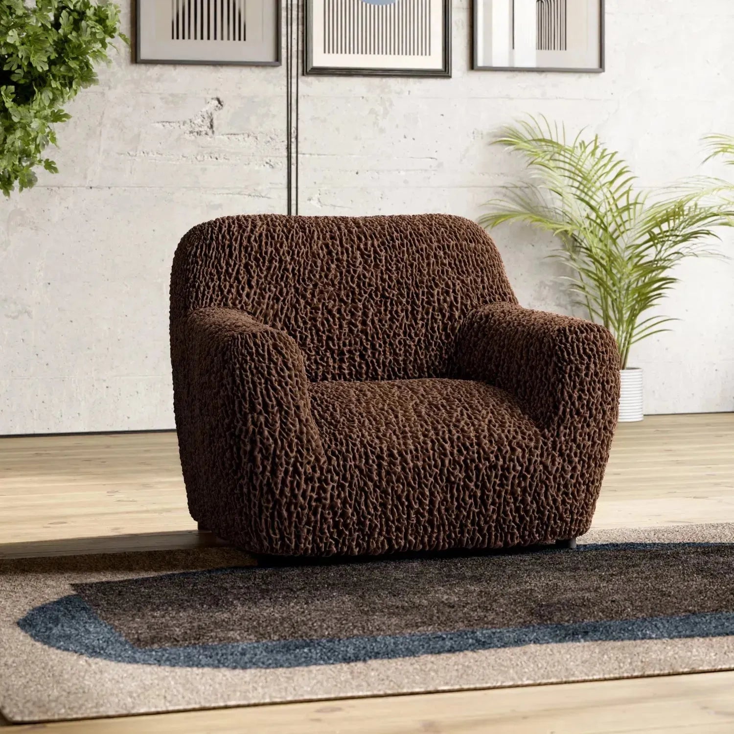 Goffrato Velvet Armchair Slipcover - Soft Stretch Furniture Protector for Living Room, Bedroom & Office - Easy Washable Chair Cover for Home Decor