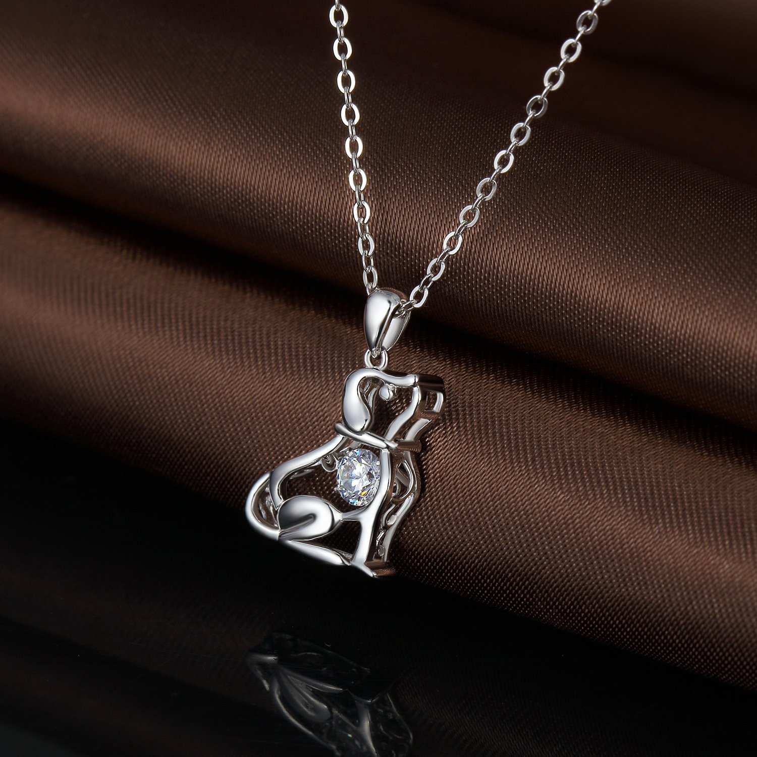 18K White Gold Plated Cat Necklace for Women - 925 Sterling Silver Animal Jewelry for Cat & Dog Lovers, 18 Inch Chain - Perfect Gift for Pet Owners & Animal Enthusiasts, Ideal for Daily Wear, Special Occasions & Pet-Themed Events