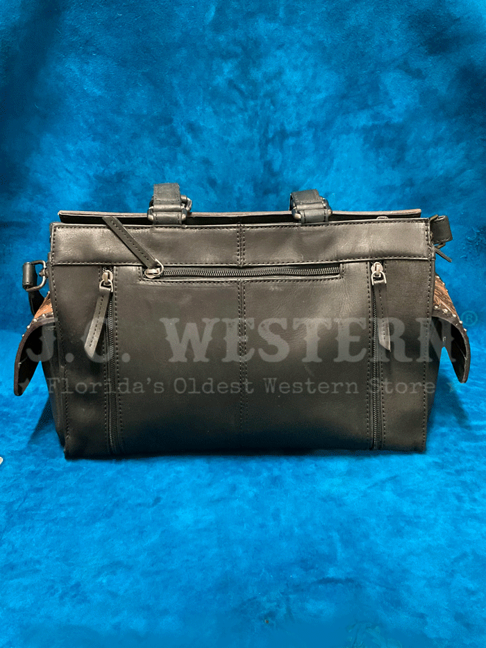Nocona Women's Stacey Style Conceal Carry Satchel Purse - Black Leather Crossbody Bag for Everyday Use, Travel & Concealed Carry