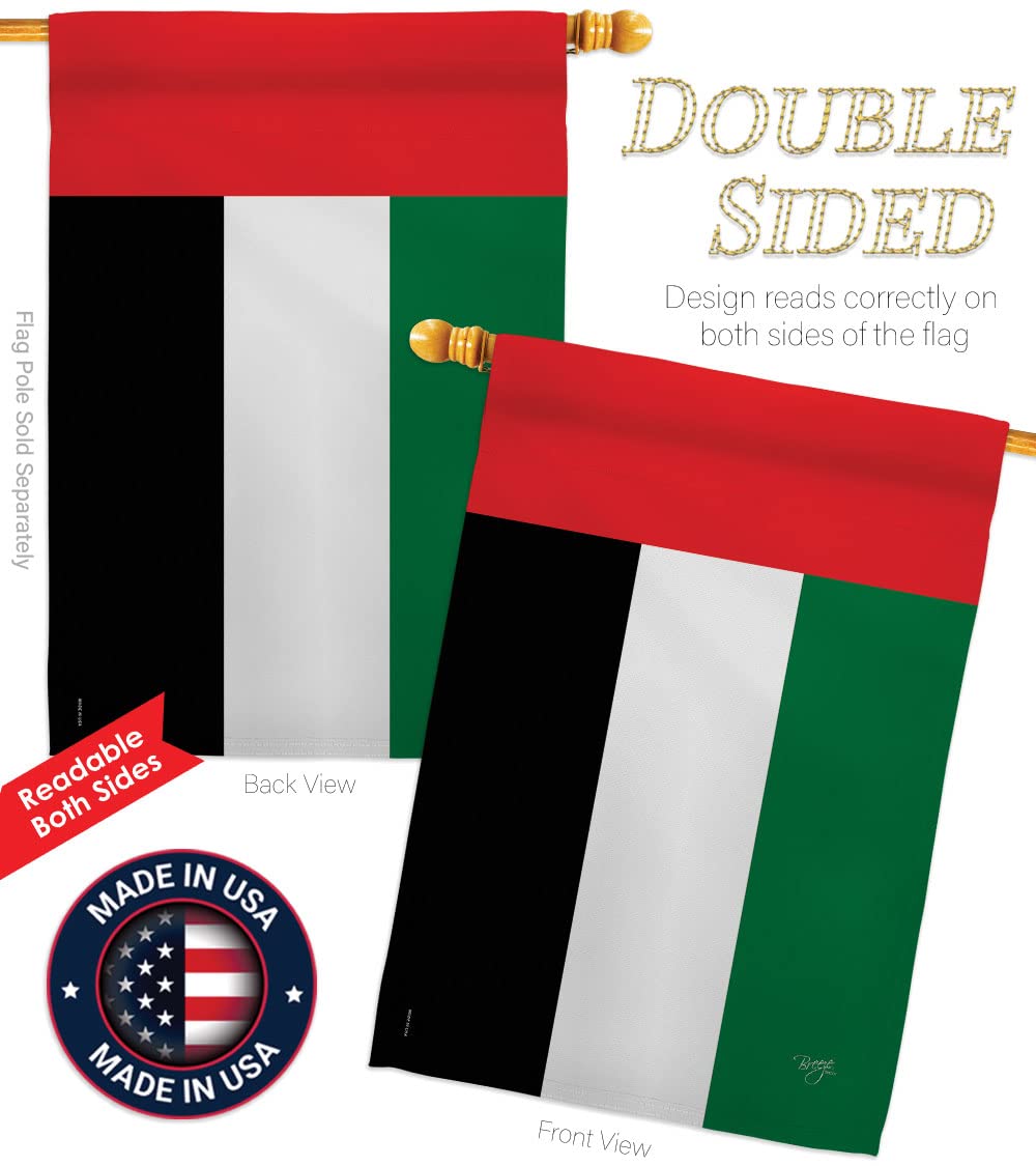 UAE National Flag Set 28x40in with Pole - Home & Garden Decor