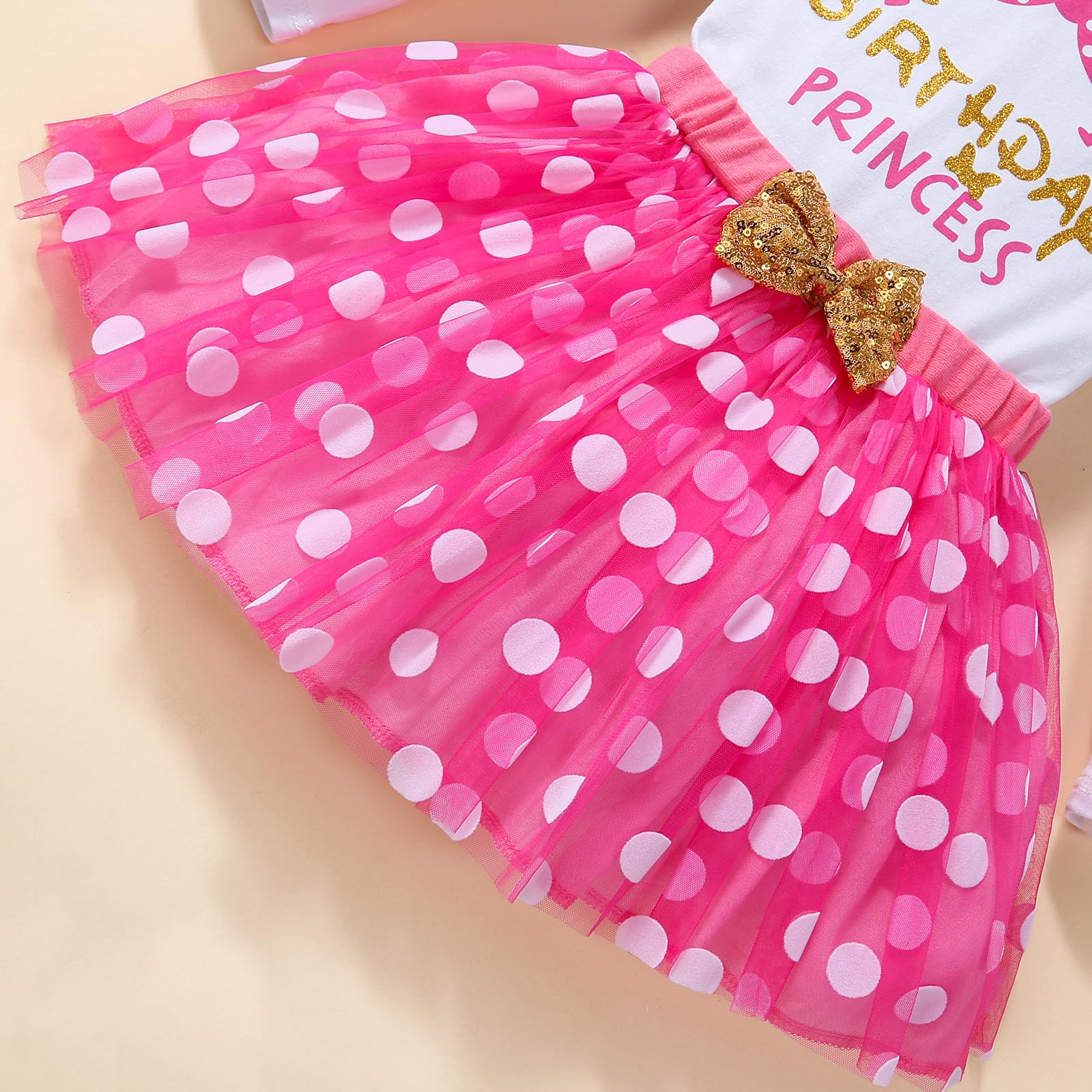 **Princess Birthday Outfits for Toddler Girls - Dot Mesh Tutu Skirt & Vest Tank Top Set - Perfect for Birthday Parties, Photo Shoots & Dress-Up Play**