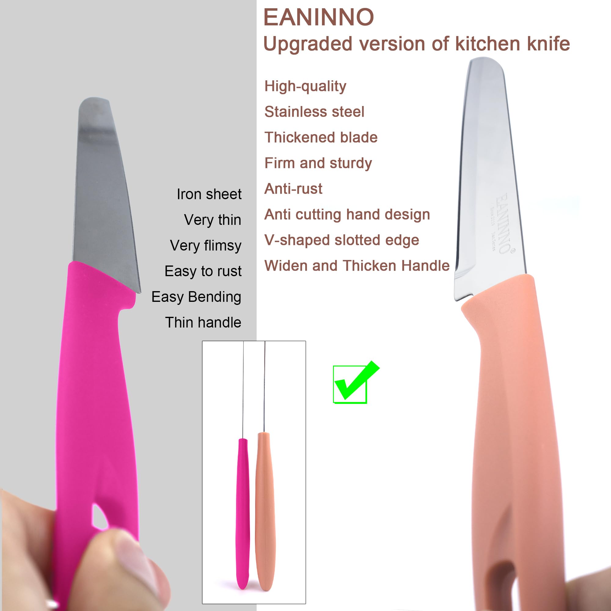 4-Piece Stainless Steel Paring Knife Set with Sheath - 3.8