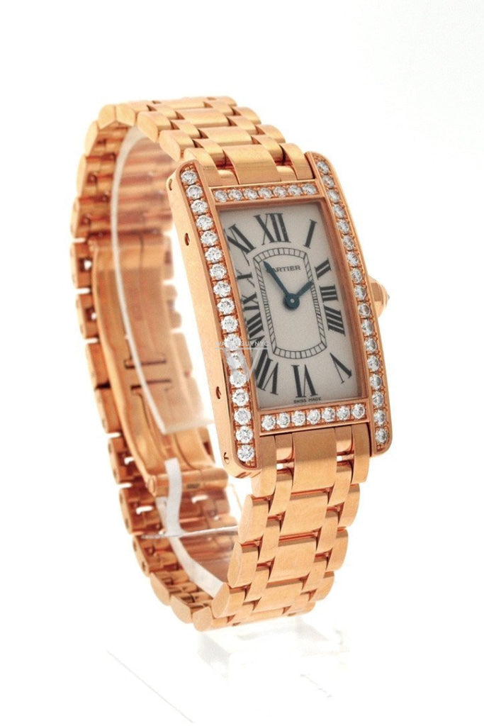 Cartier Tank Americaine Small 18K Pink Gold Diamond Ladies Watch WB7079M5 - Luxury Diamond-Accented Timepiece for Women, Perfect for Formal Events & Special Occasions