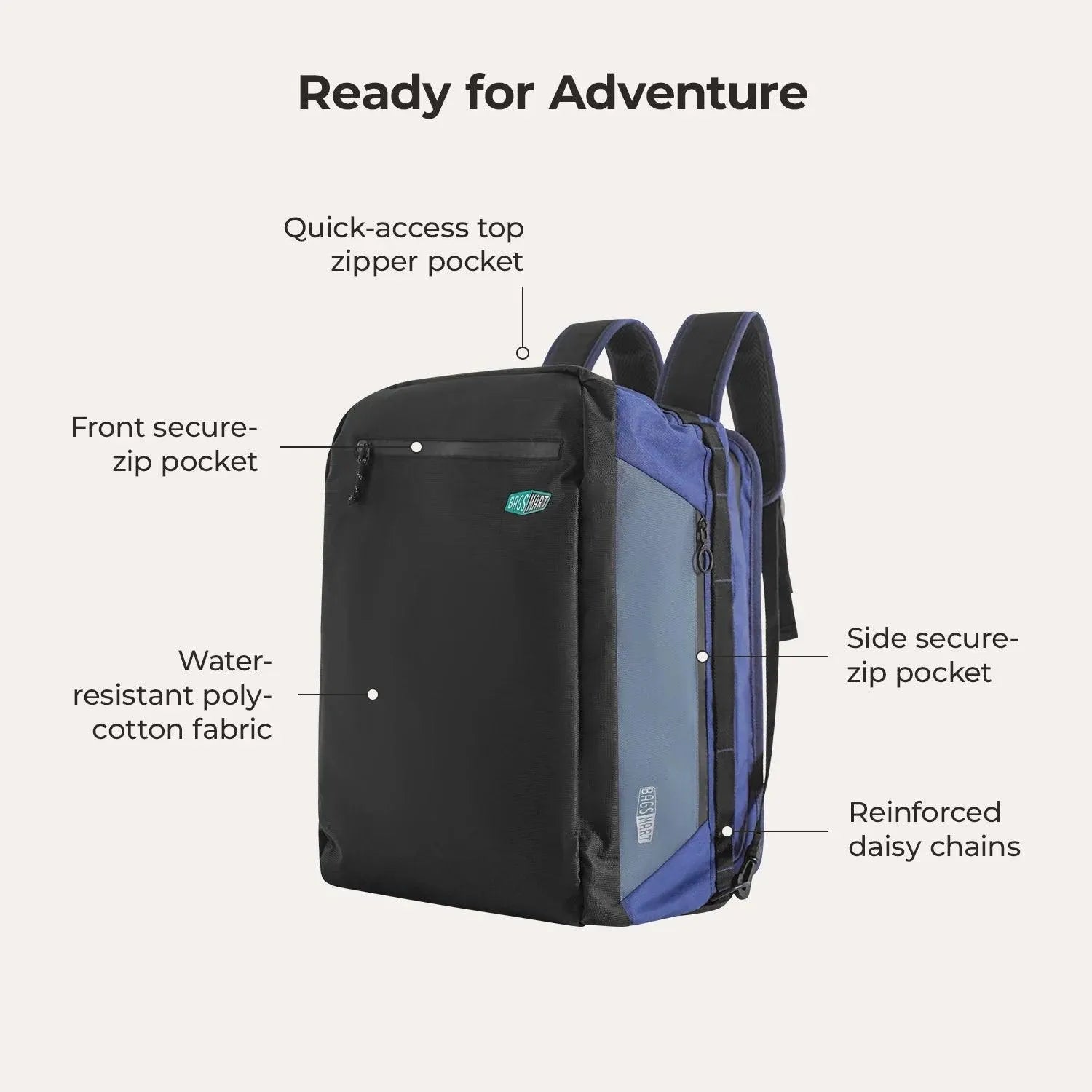 Paz 43L Duffle Backpack - Waterproof Travel Duffel Bag with Shoulder Strap for Gym, Camping & Weekend Getaways