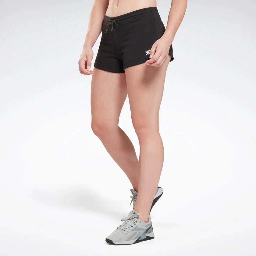 Reebok Women's Identity French Terry Black Shorts - Comfortable Athletic Shorts for Running, Yoga & Gym Workouts