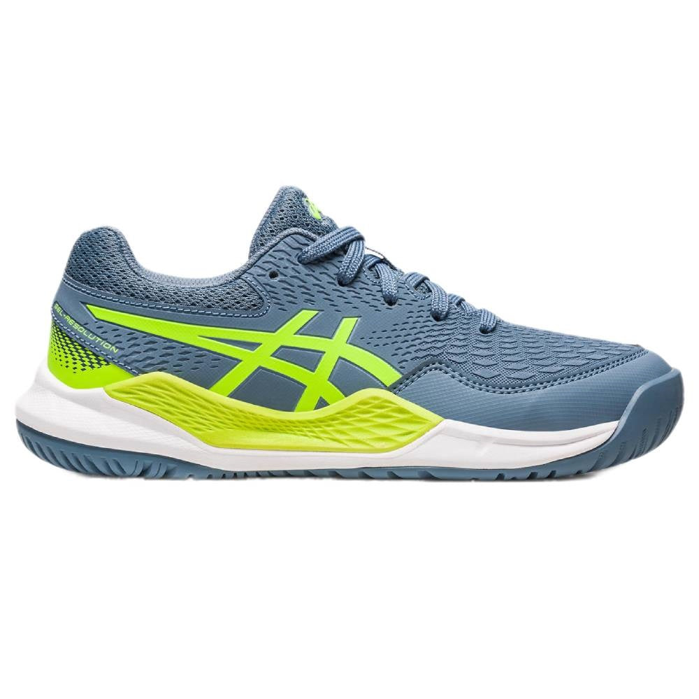 ASICS Gel Resolution 9 GS Junior Tennis Shoes for Boys & Girls - Lightweight Court Sneakers with Shock Absorption (Blue/Green) - Perfect for Junior Tennis Matches & Training Sessions