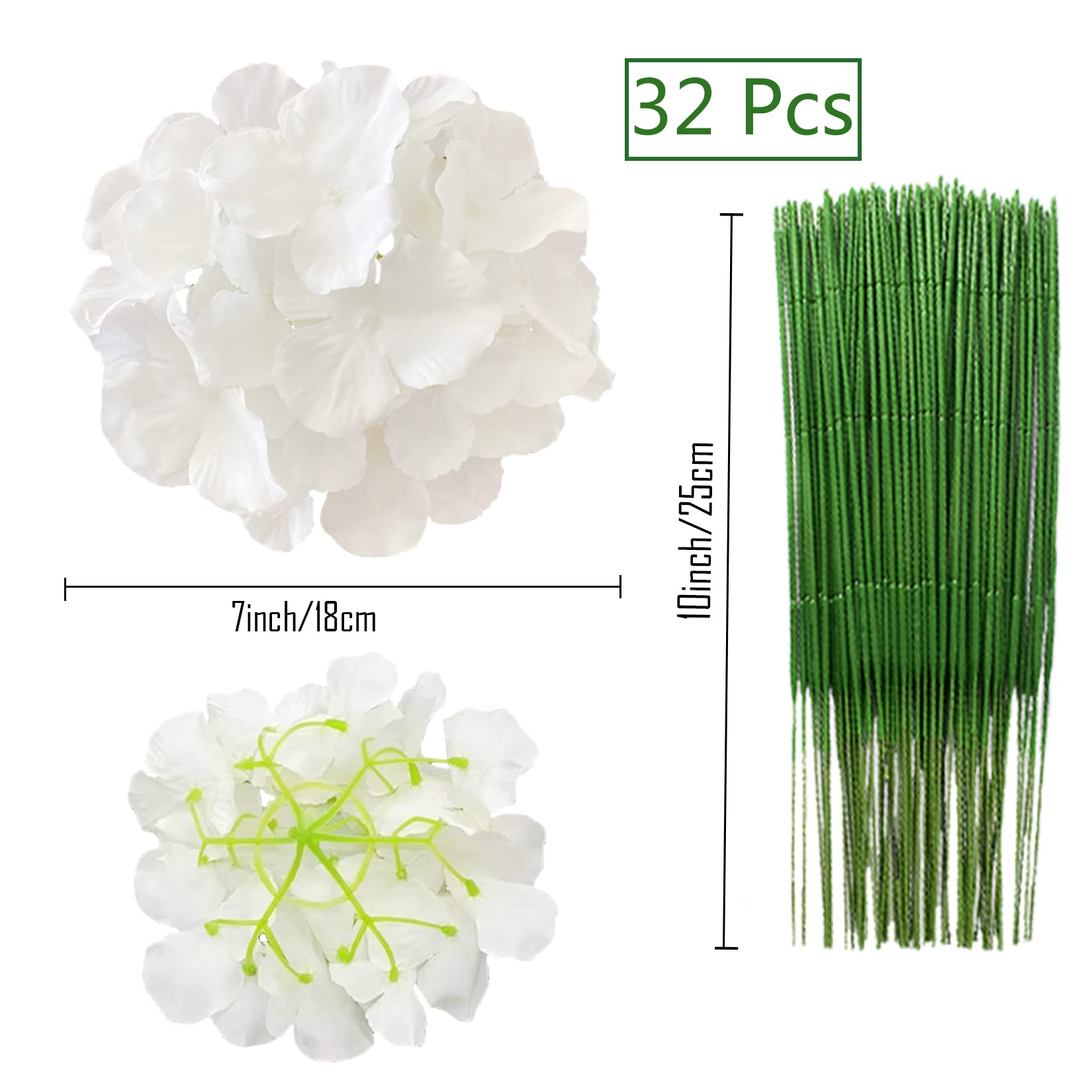 FagusHome 35 Pcs Silk Hydrangea Artificial Flowers with Stems - Realistic Fake Hydrangea Bouquet for Wedding Centerpieces, Home Decor, Table Arrangements & DIY Floral Projects